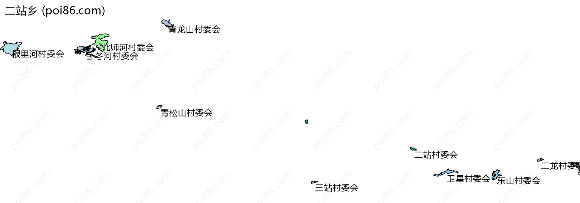 二站乡边界地图(五级行政区划)
