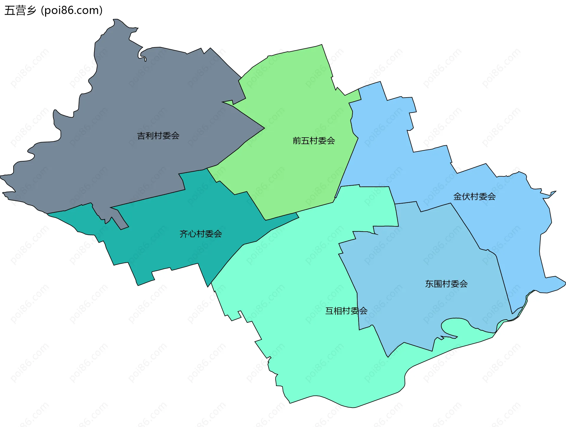 五营乡边界地图(五级行政区划)