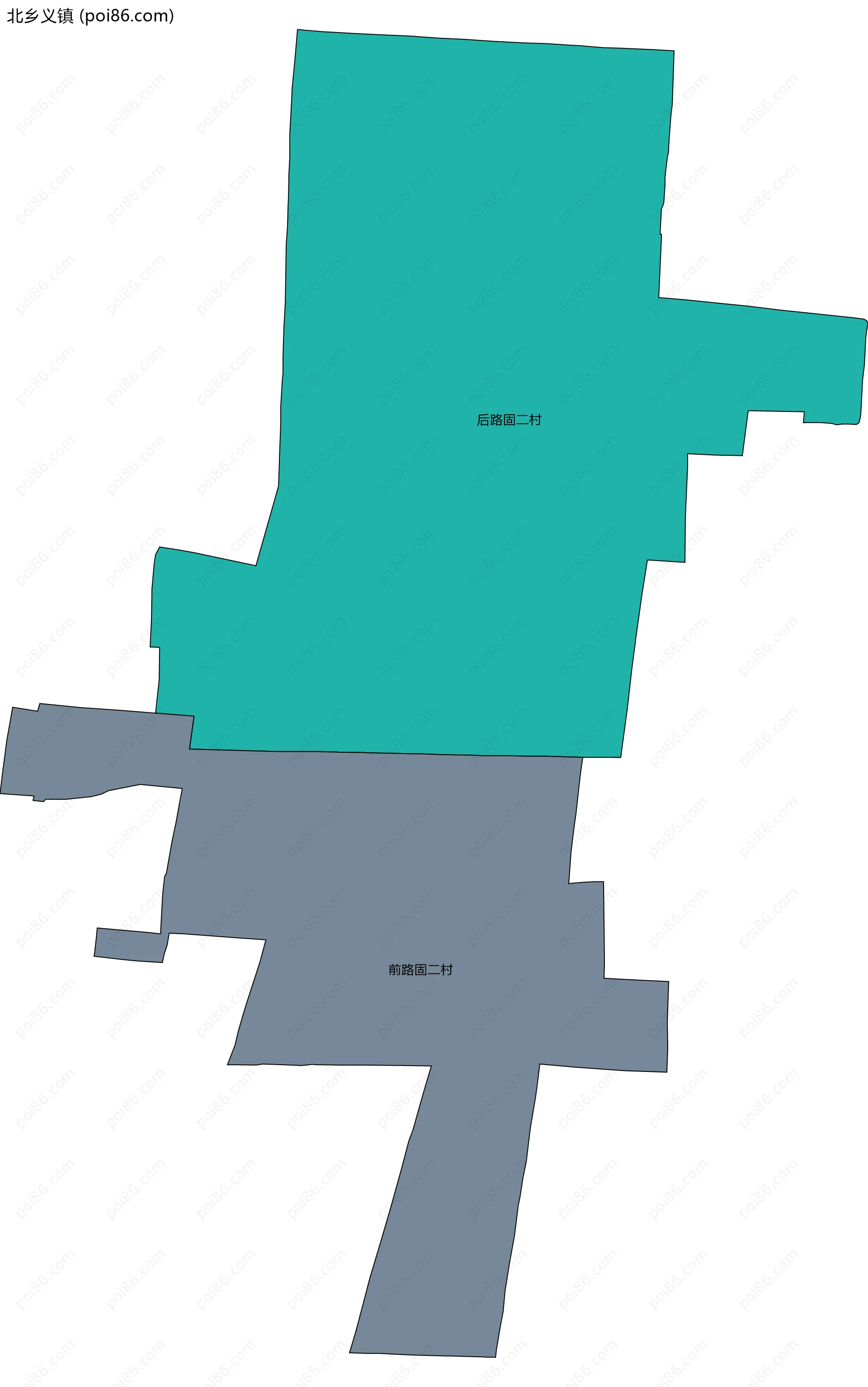 北乡义镇边界地图(五级行政区划)