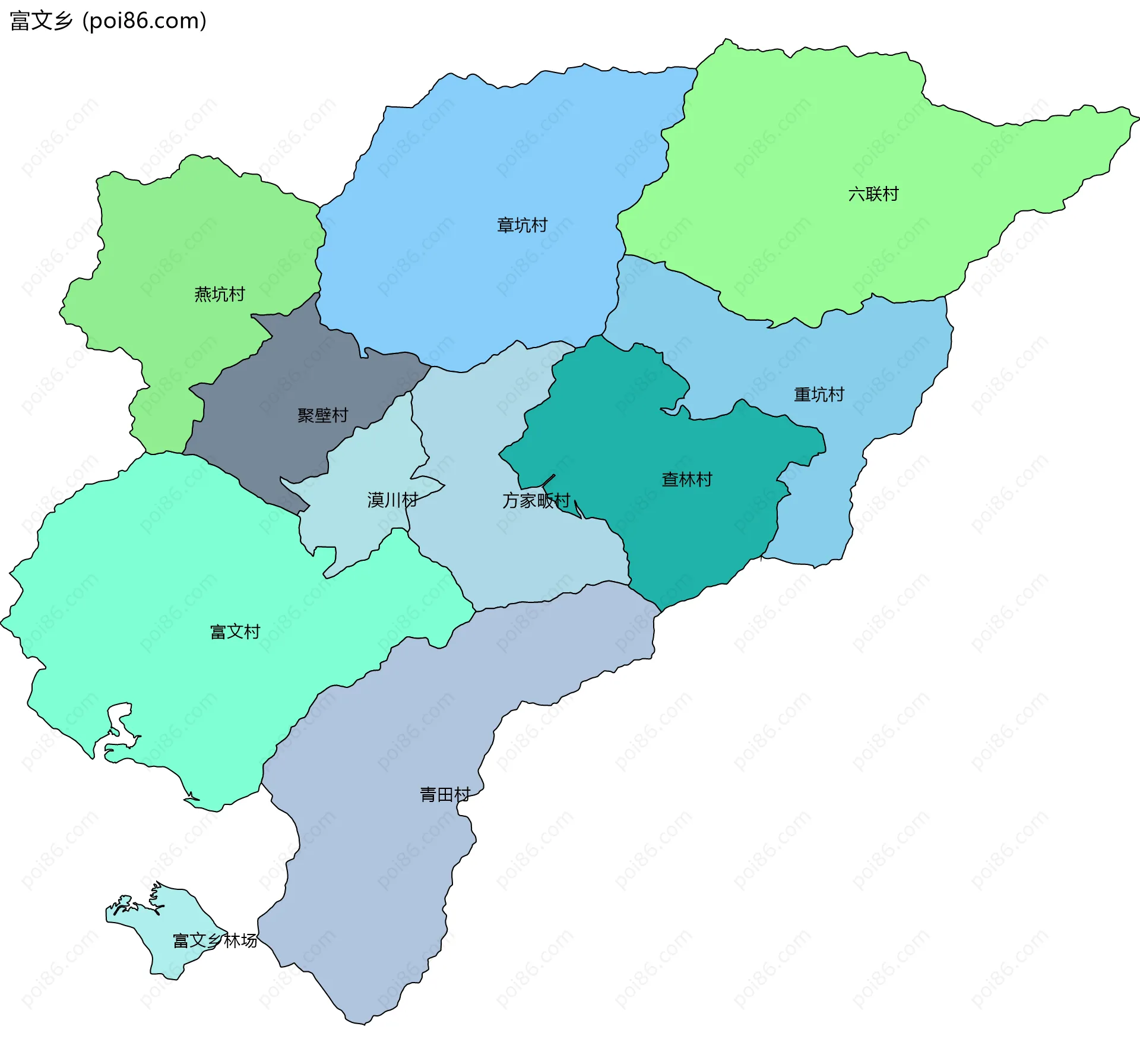 富文乡边界地图(五级行政区划)