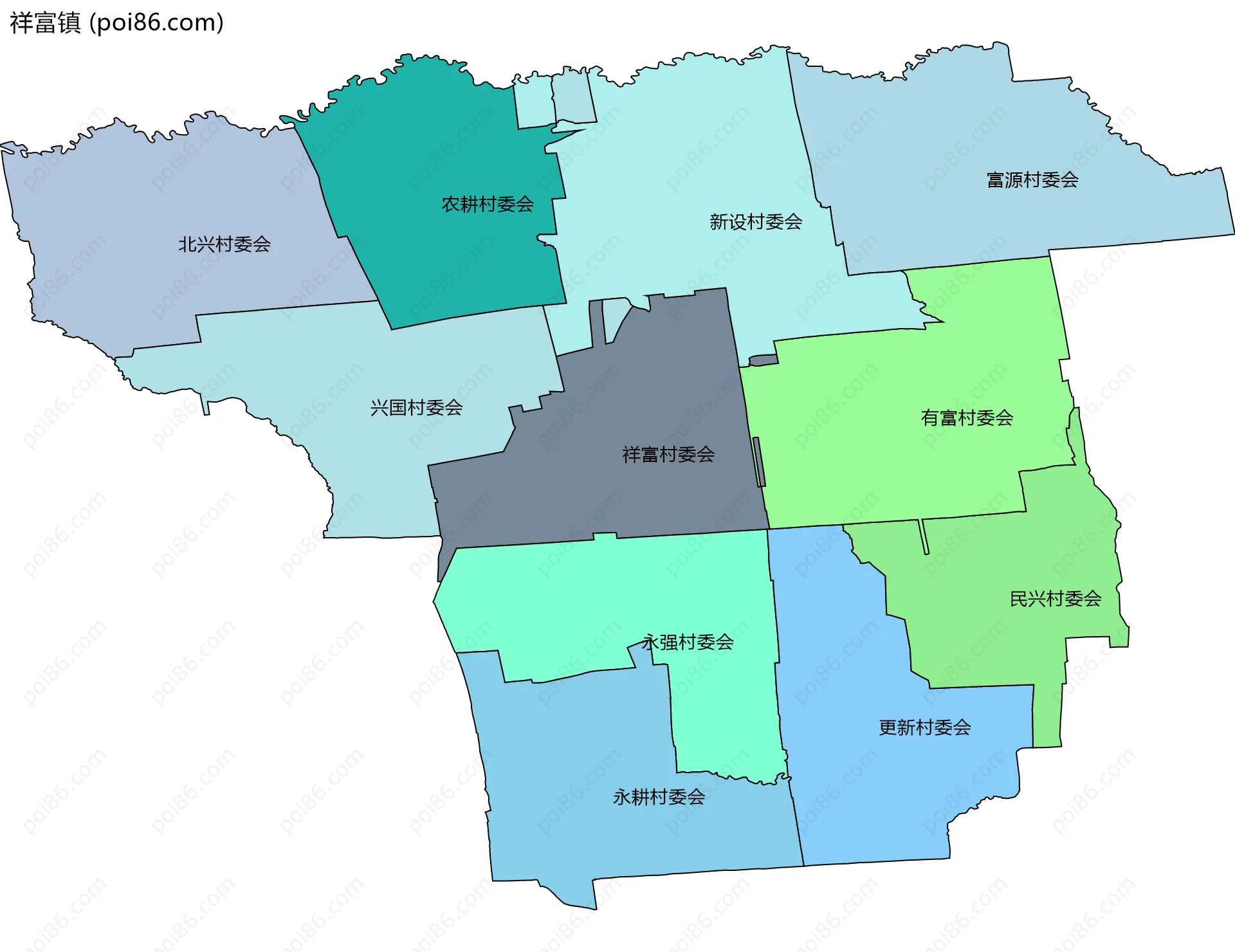 祥富镇边界地图(五级行政区划)