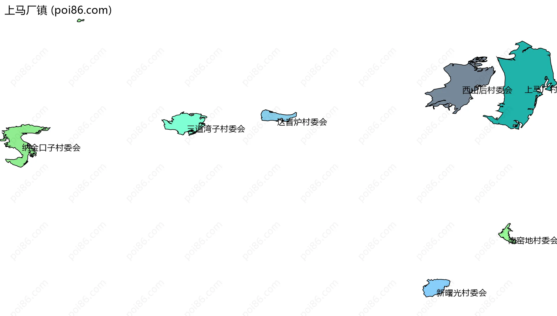 上马厂镇边界地图(五级行政区划)