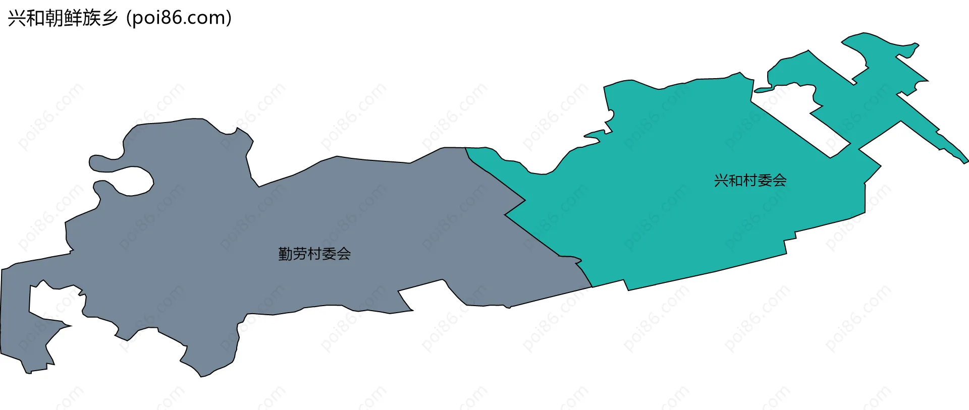兴和朝鲜族乡边界地图(五级行政区划)
