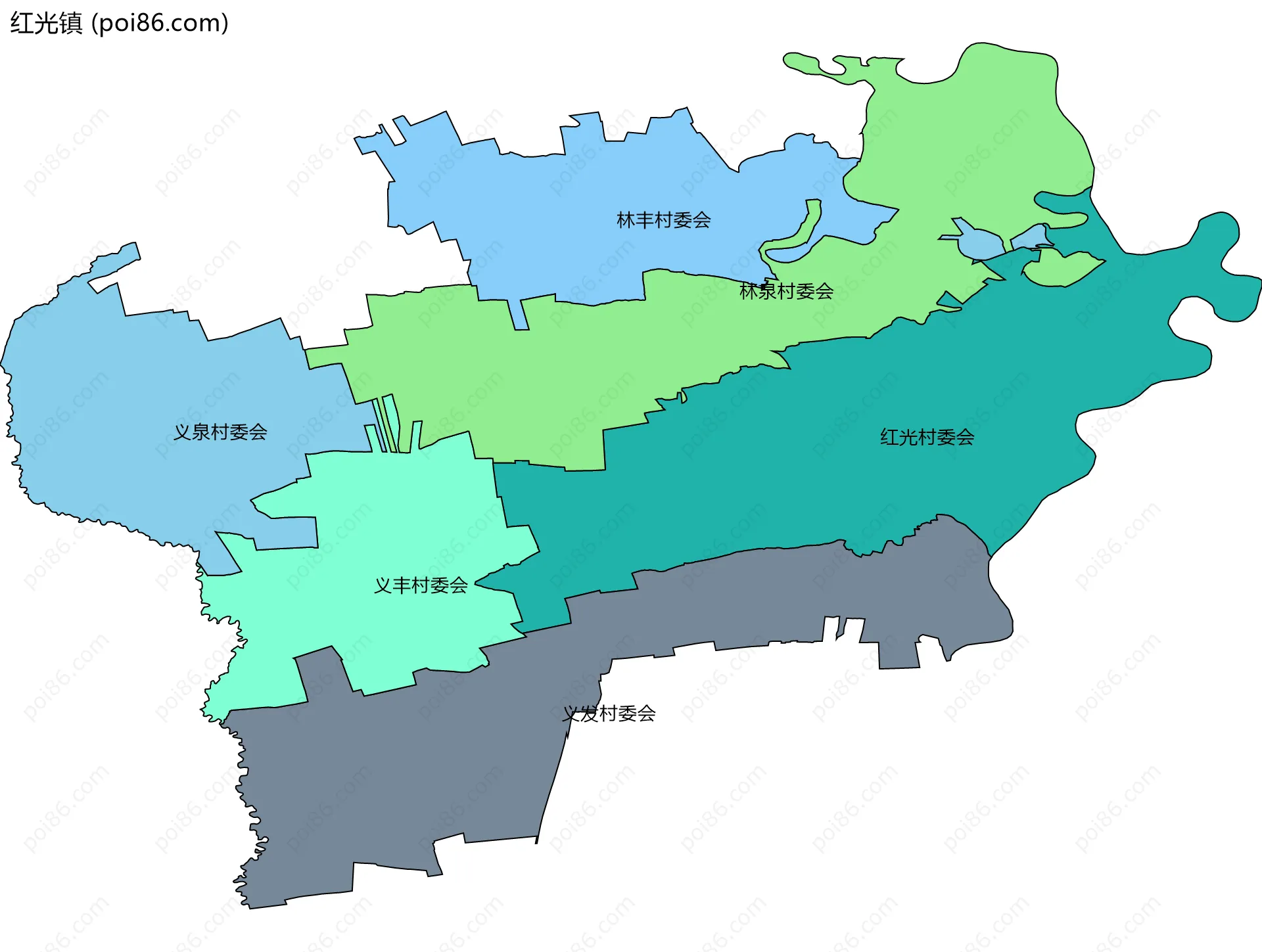 红光镇边界地图(五级行政区划)