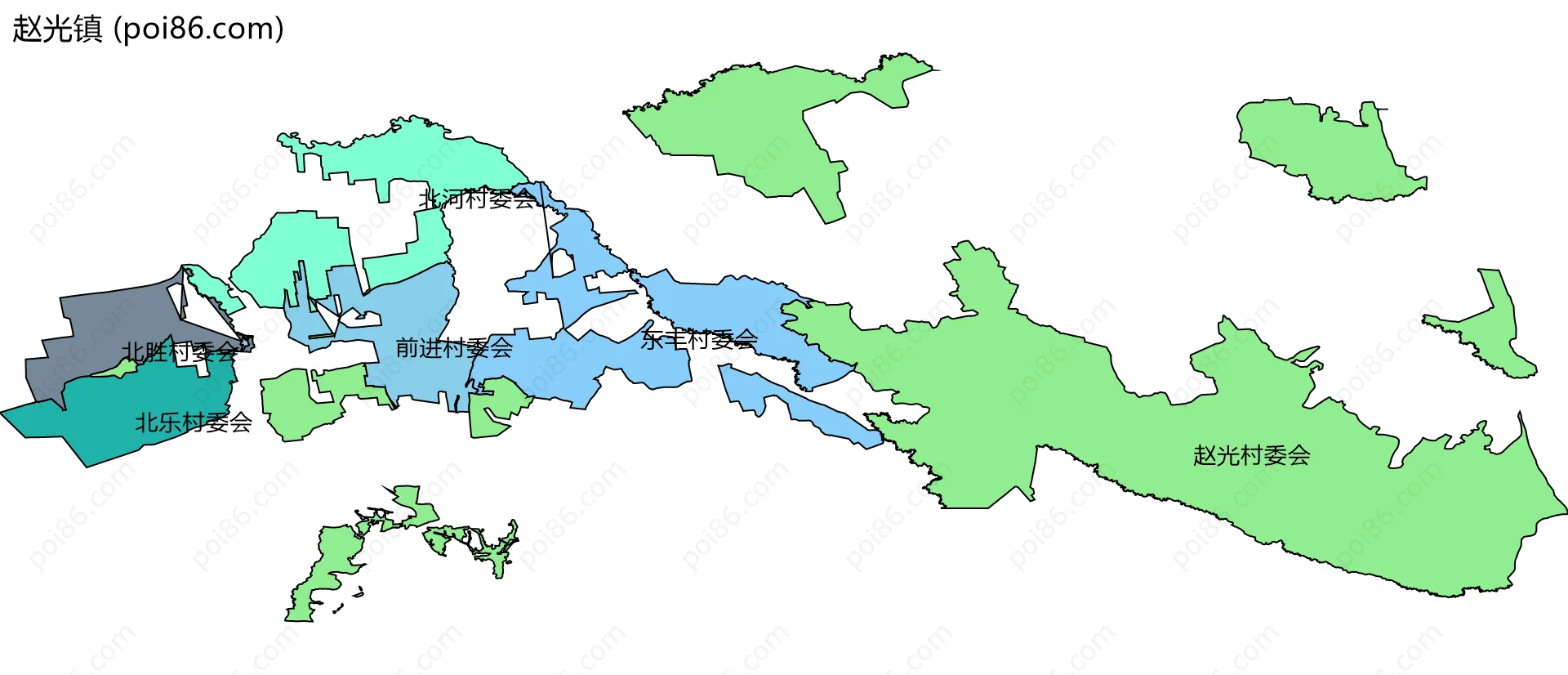 赵光镇边界地图(五级行政区划)