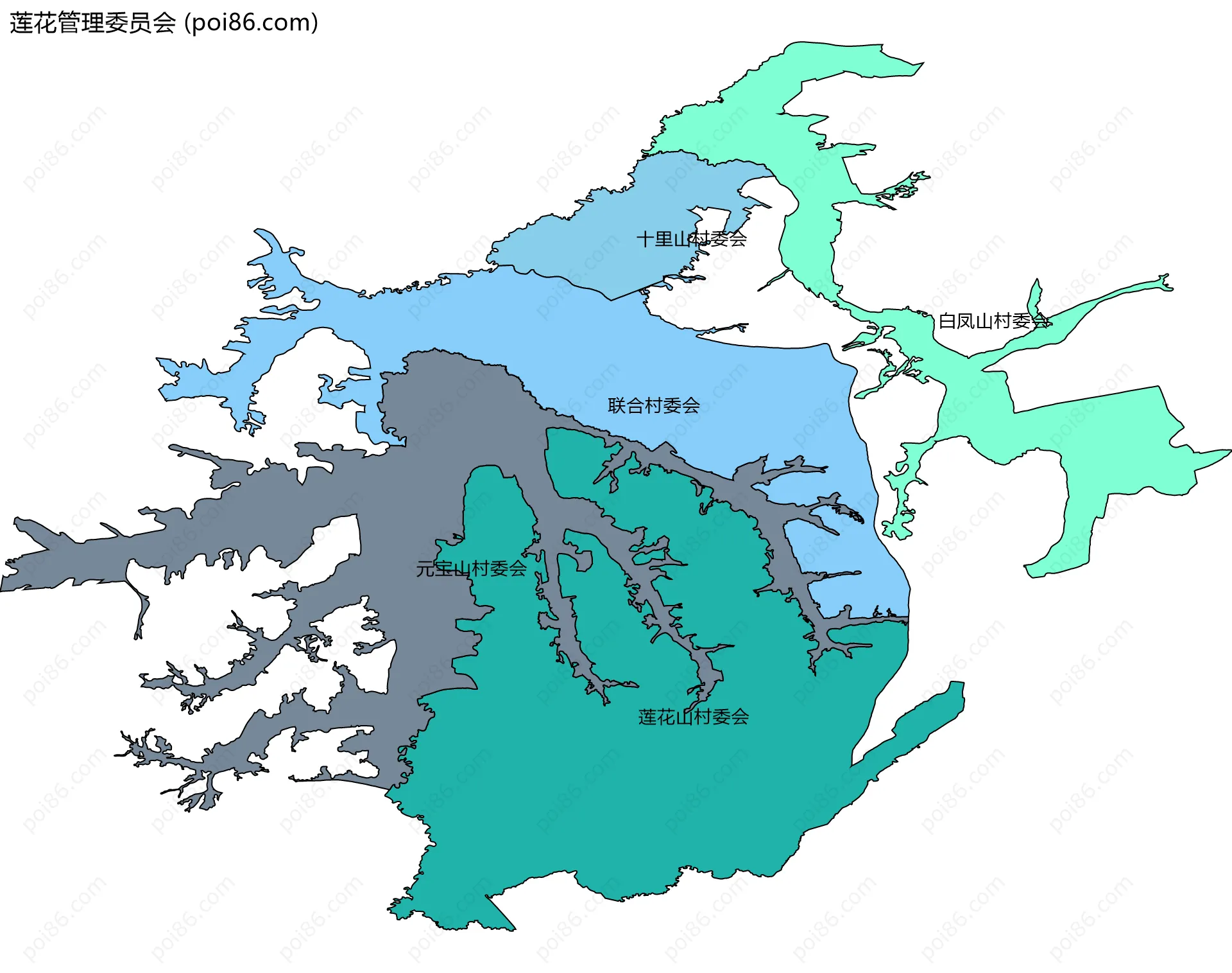莲花管理委员会边界地图(五级行政区划)