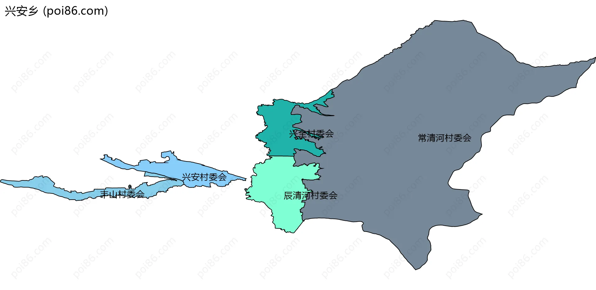 兴安乡边界地图(五级行政区划)