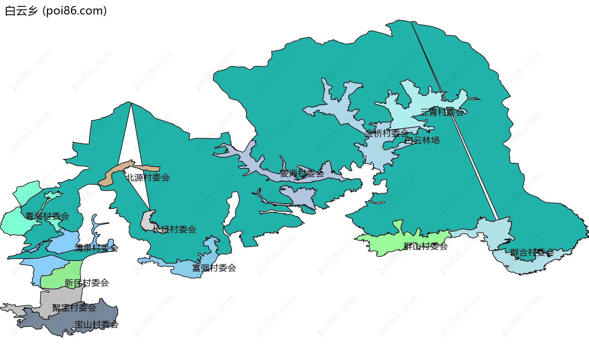 白云乡边界地图(五级行政区划)