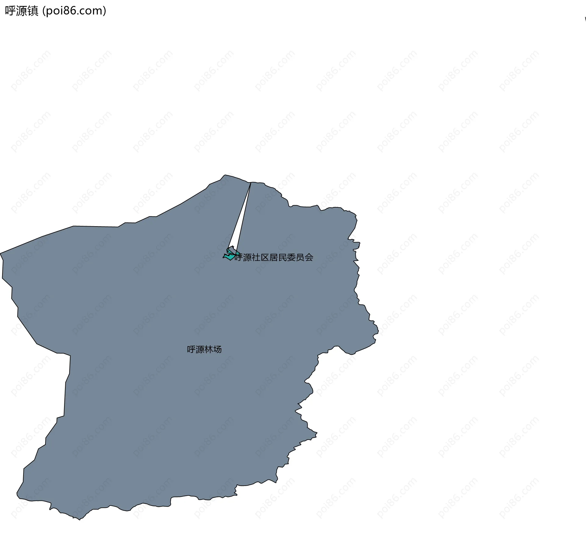 呼源镇边界地图(五级行政区划)