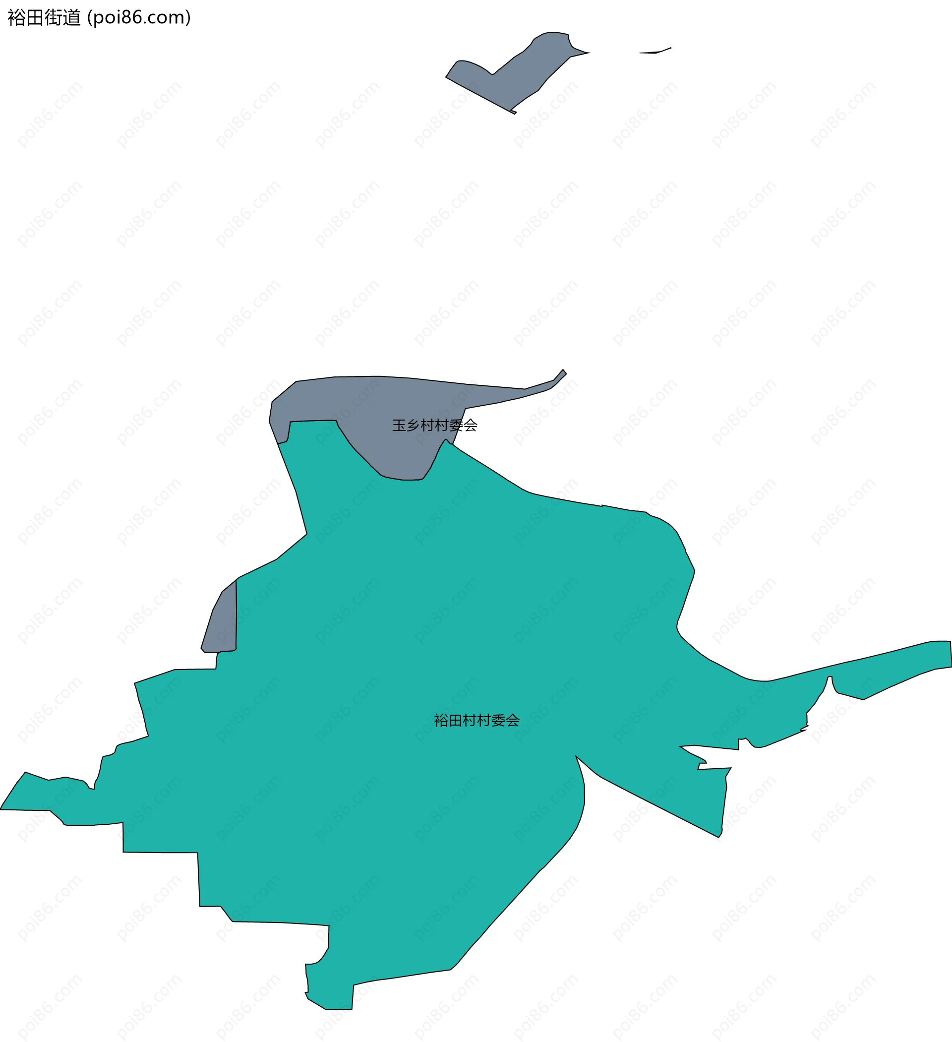 裕田街道边界地图(五级行政区划)