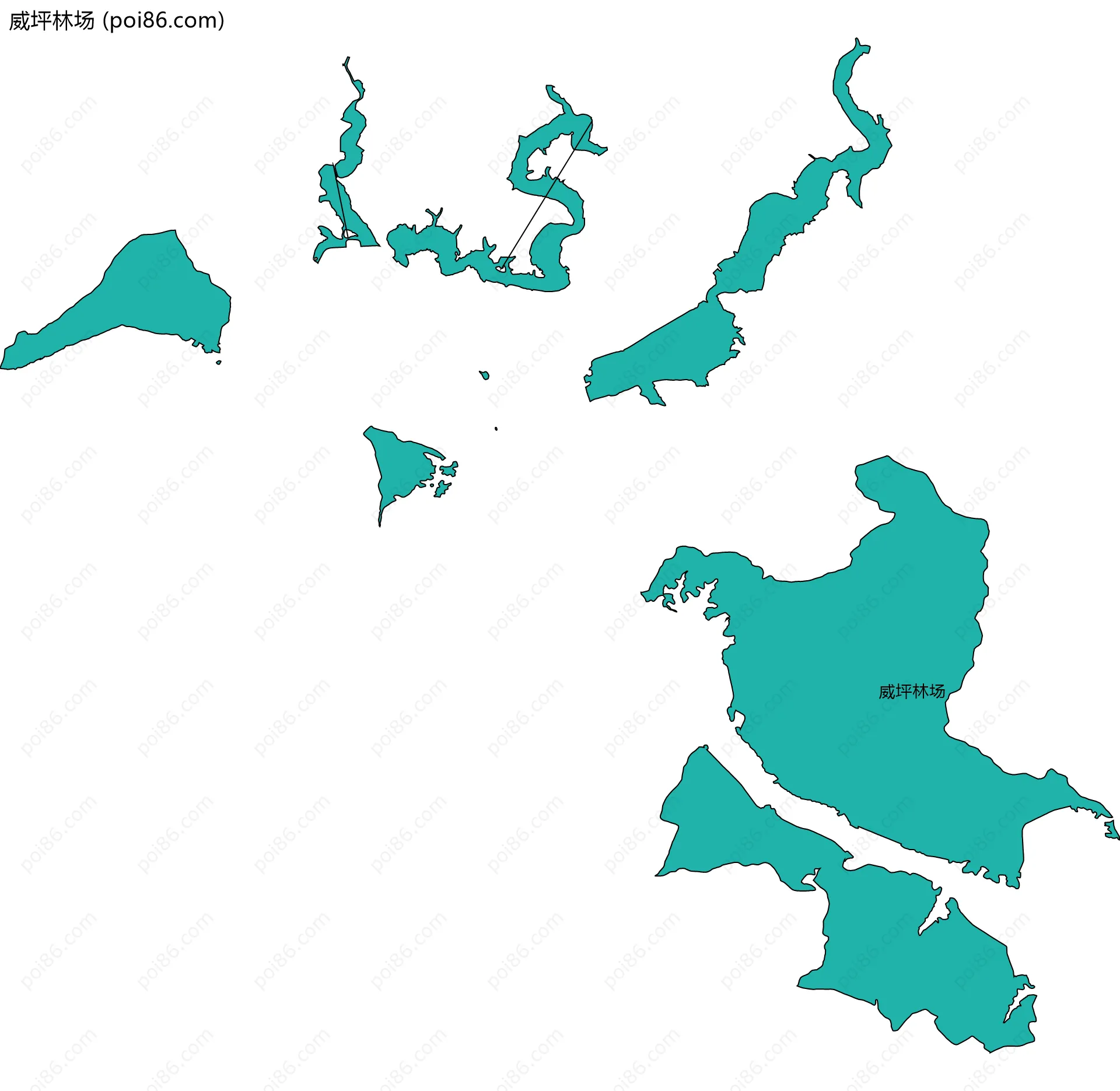 威坪林场边界地图(五级行政区划)
