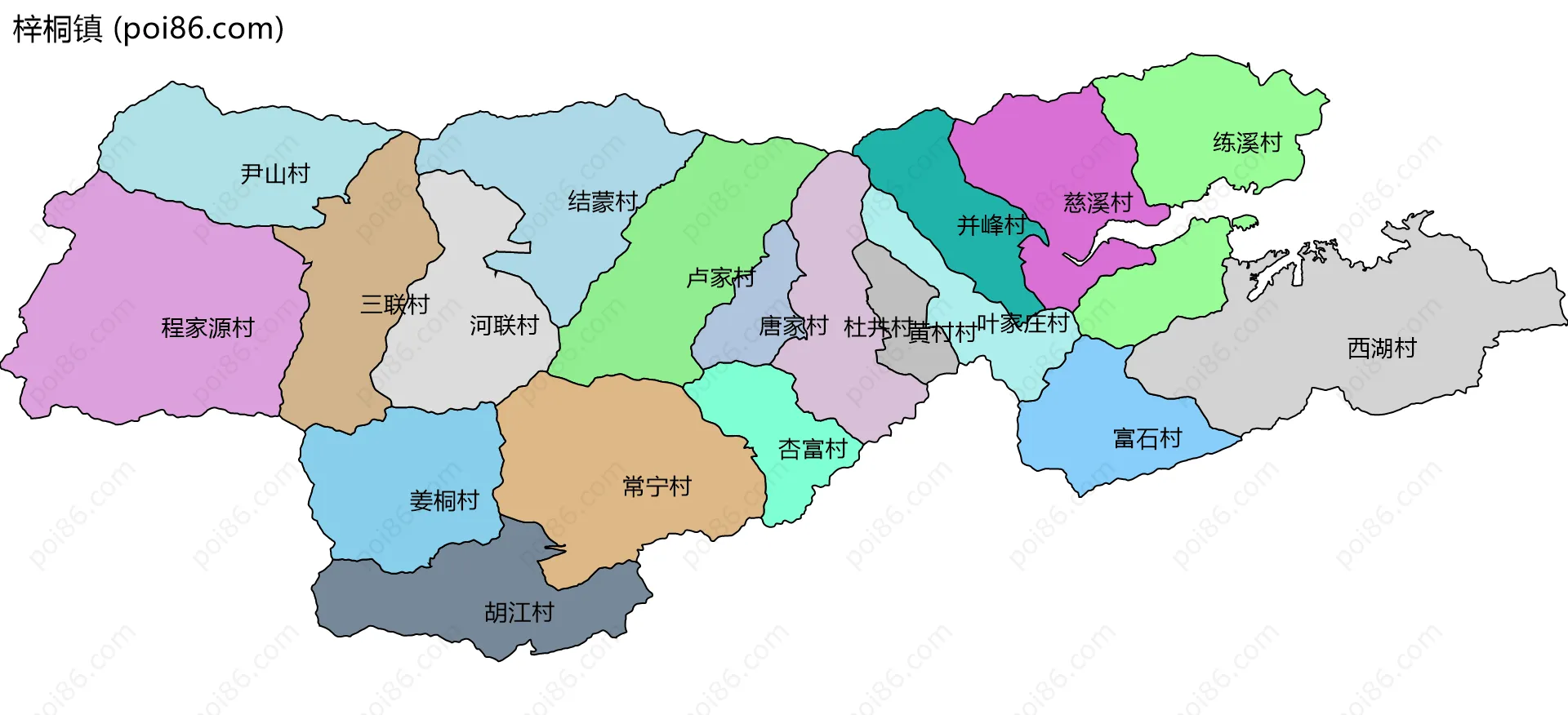 梓桐镇边界地图(五级行政区划)