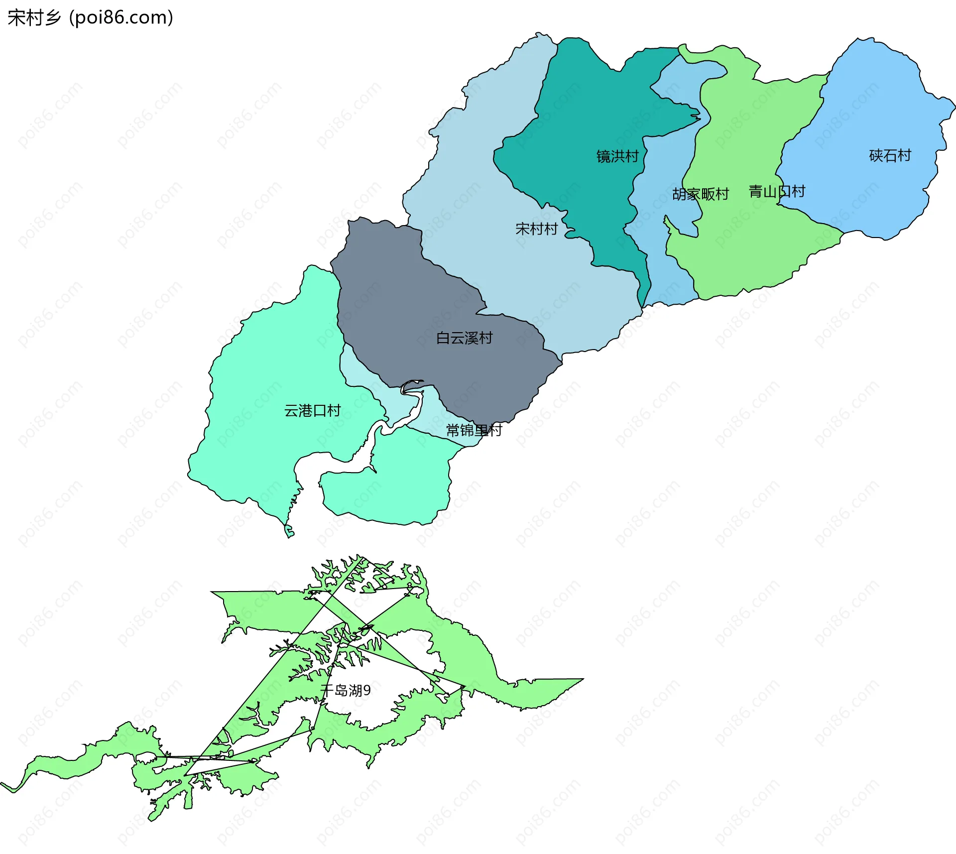 宋村乡边界地图(五级行政区划)