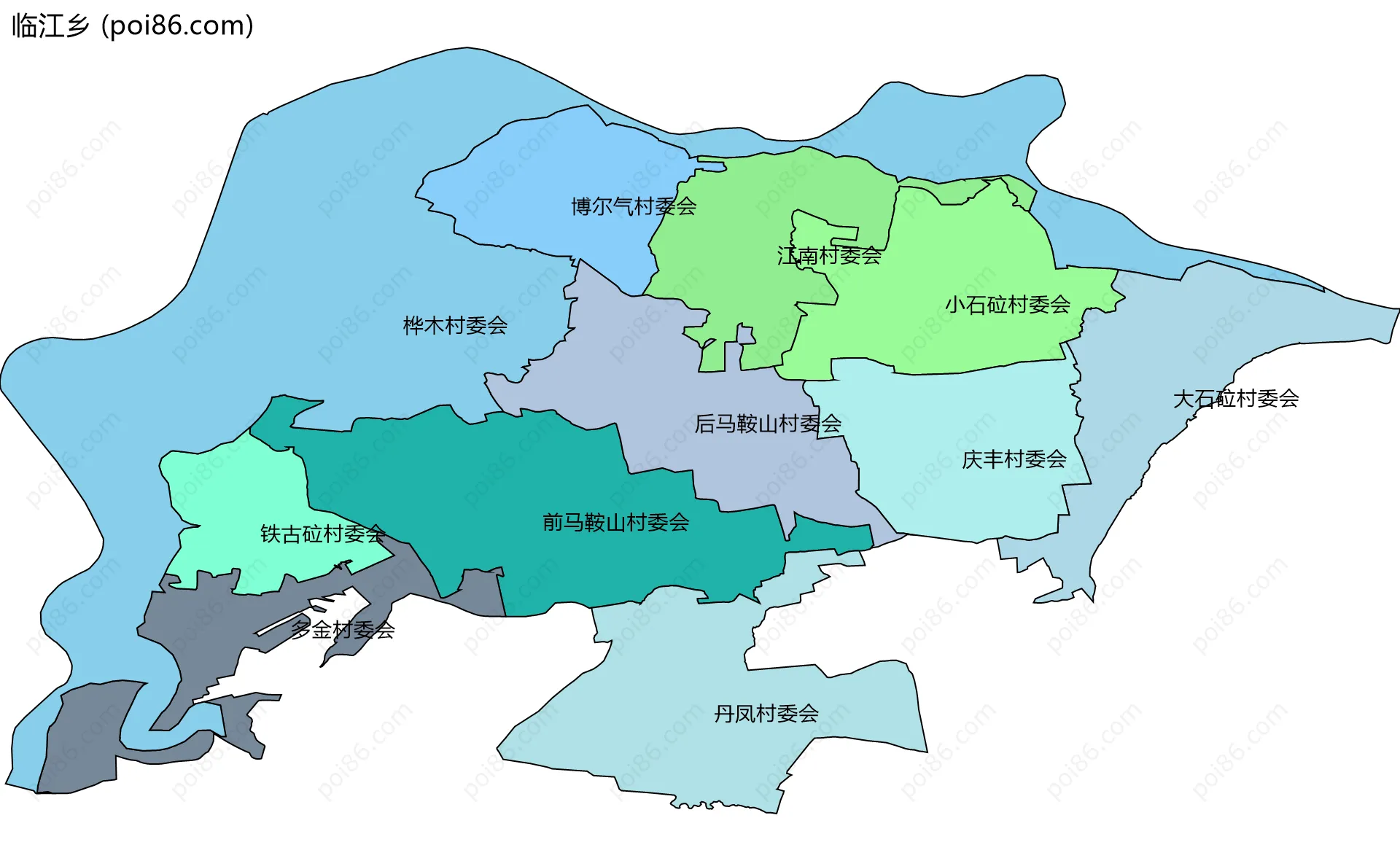 临江乡边界地图(五级行政区划)