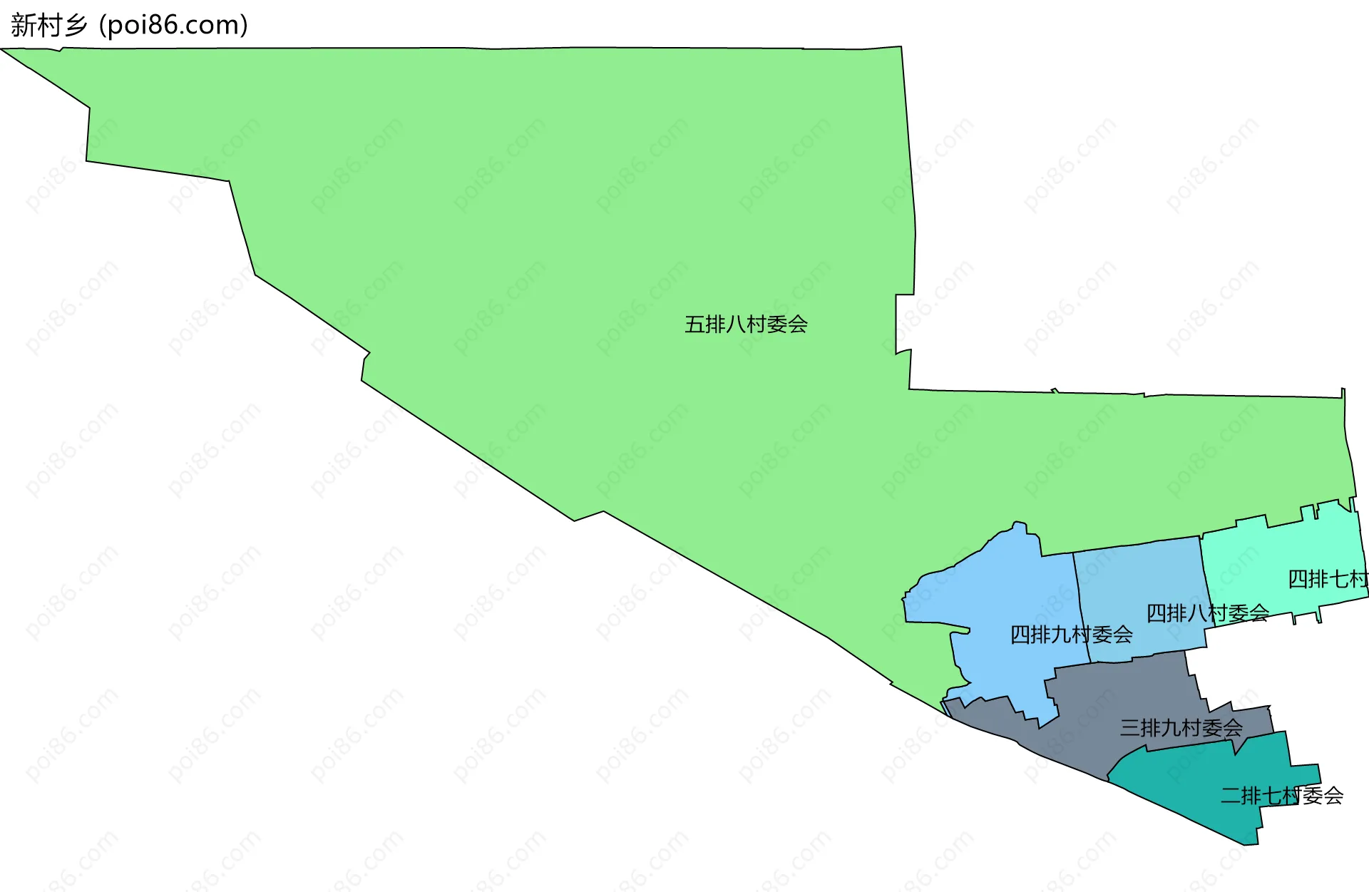 新村乡边界地图(五级行政区划)