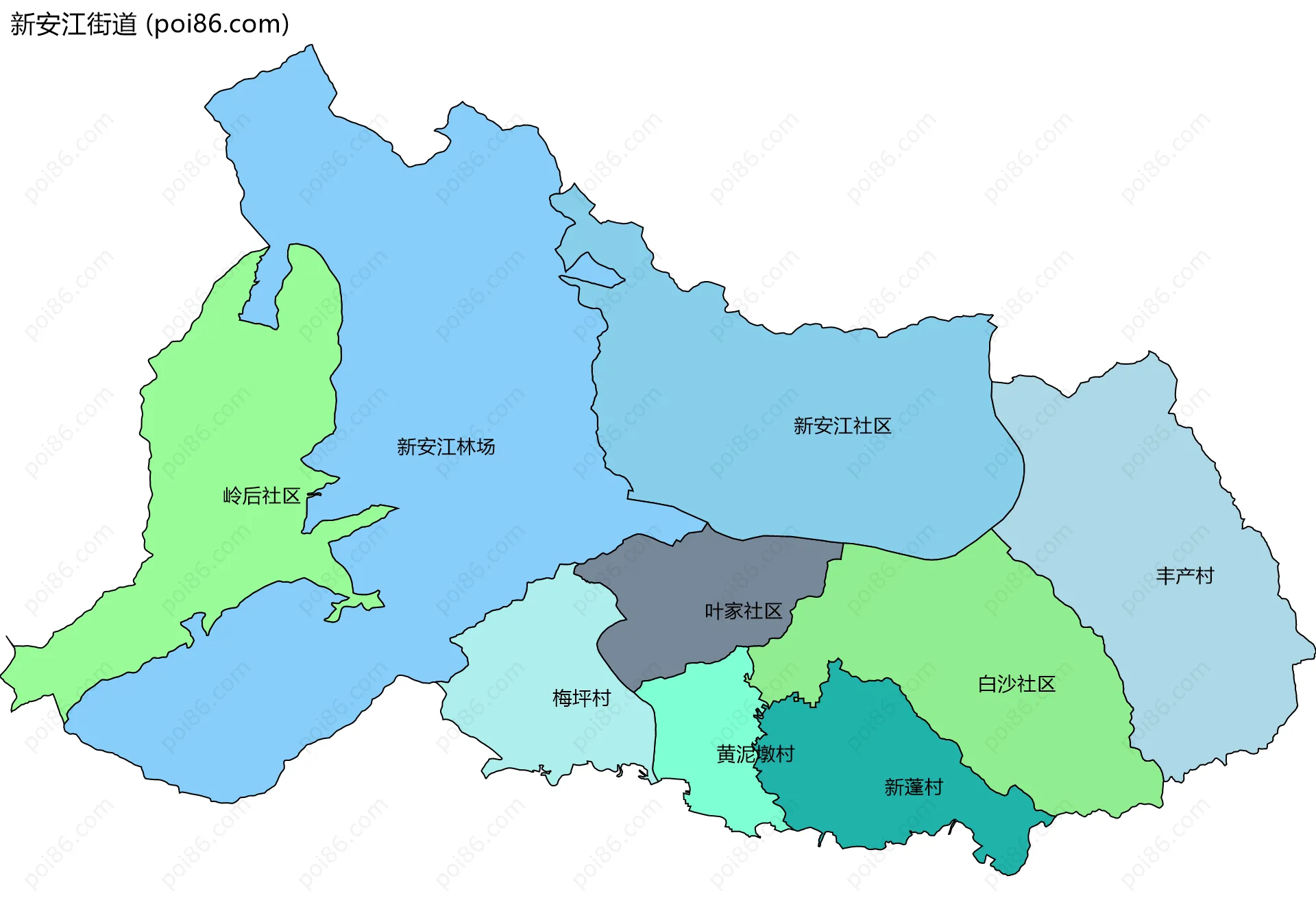 新安江街道边界地图(五级行政区划)