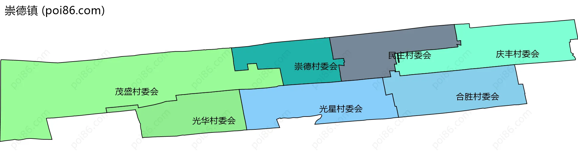崇德镇边界地图(五级行政区划)