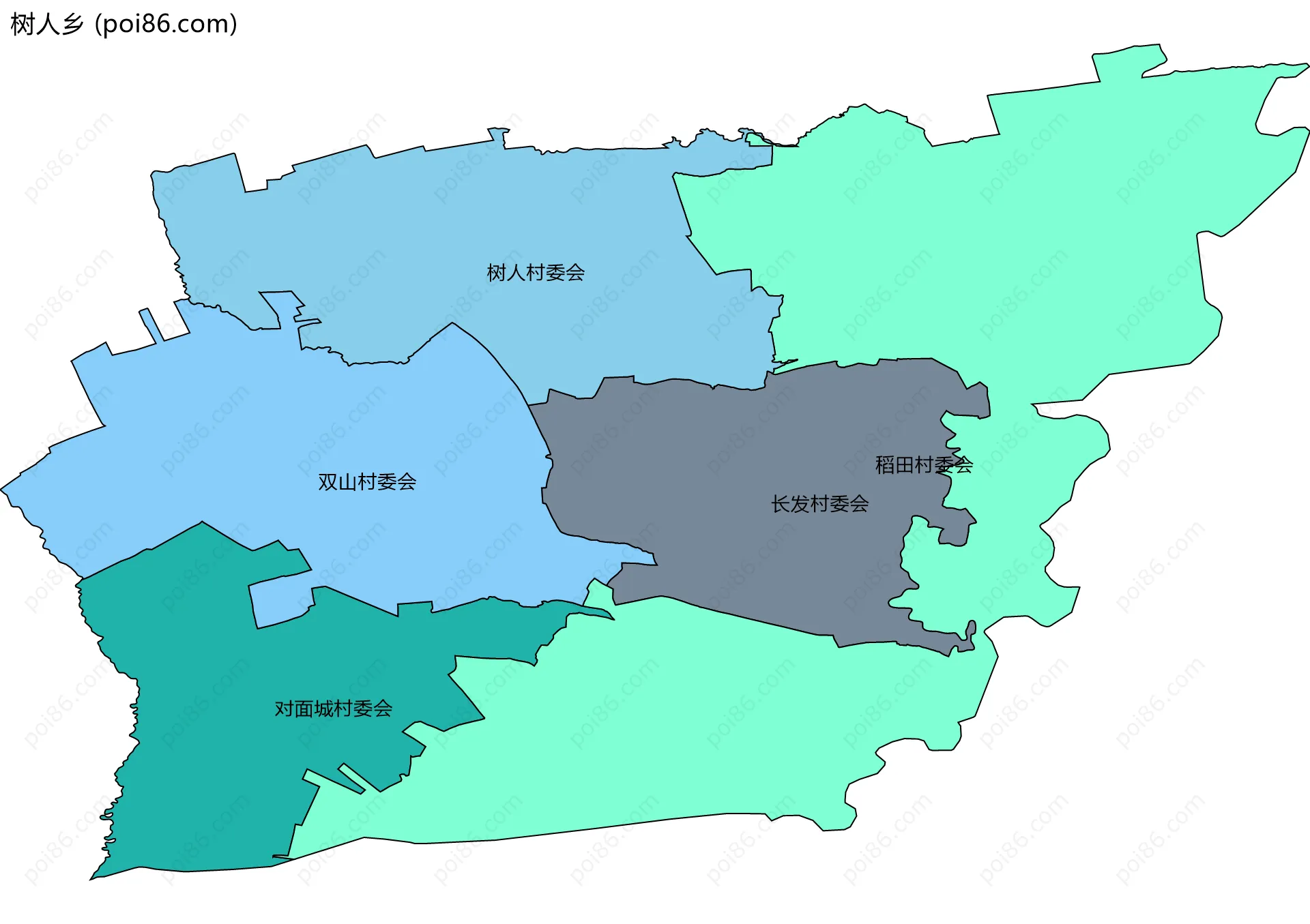树人乡边界地图(五级行政区划)