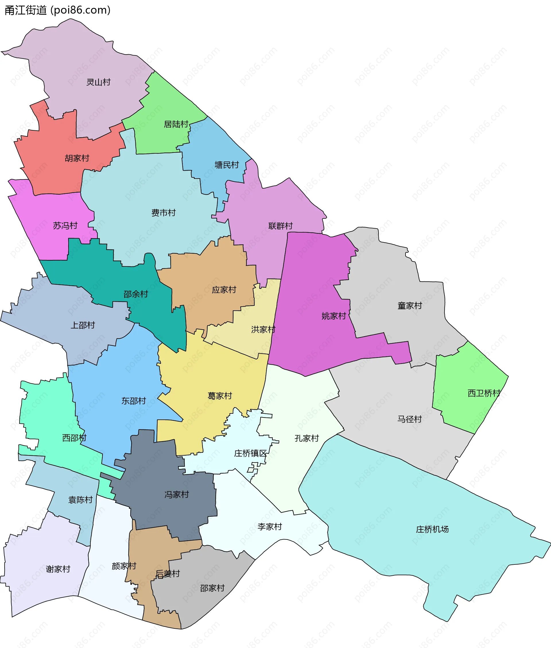 甬江街道边界地图(五级行政区划)