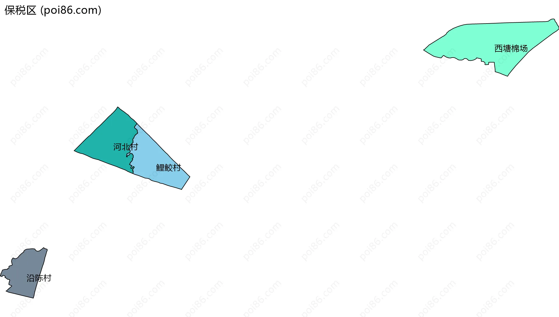保税区边界地图(五级行政区划)