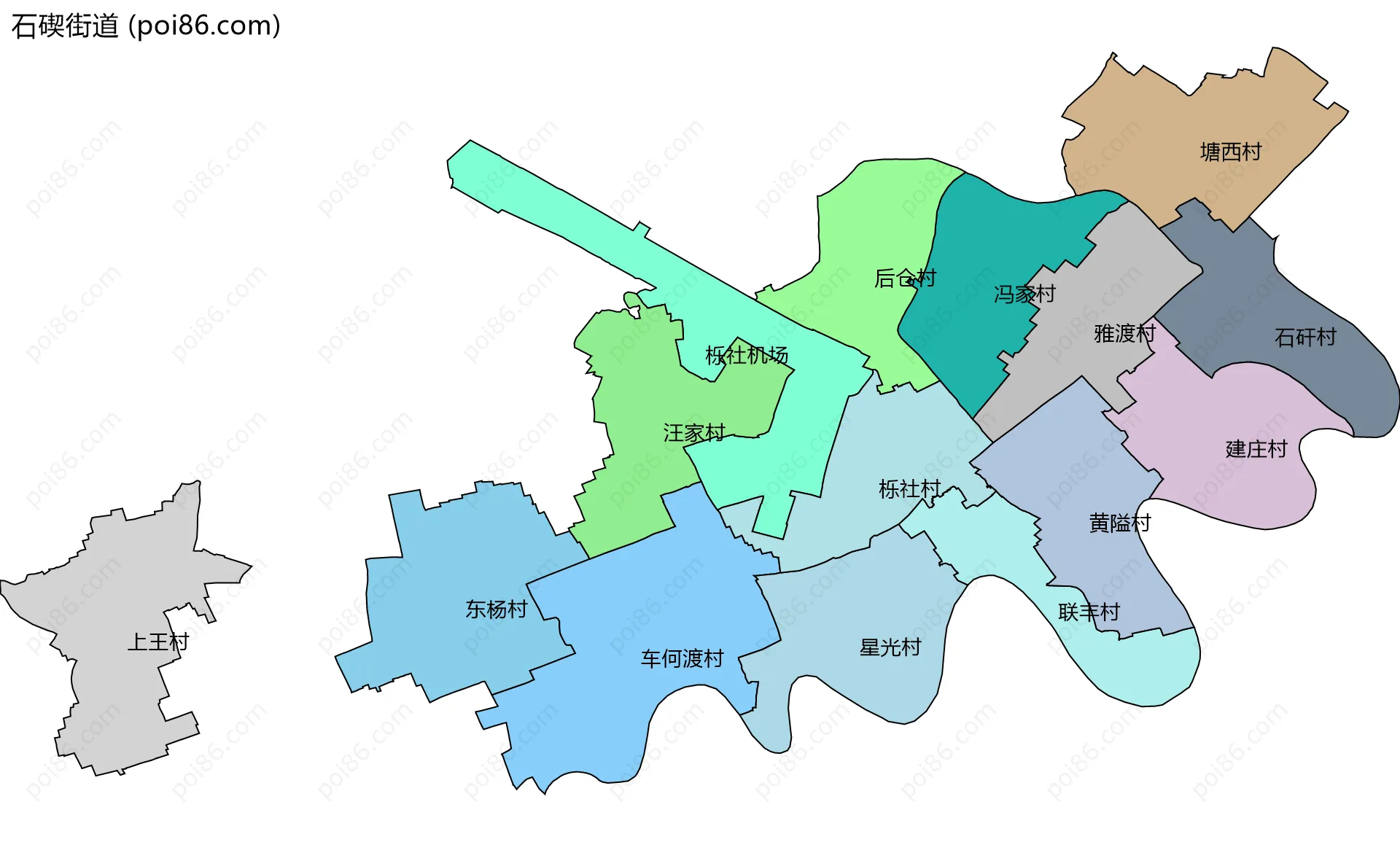 石碶街道边界地图(五级行政区划)