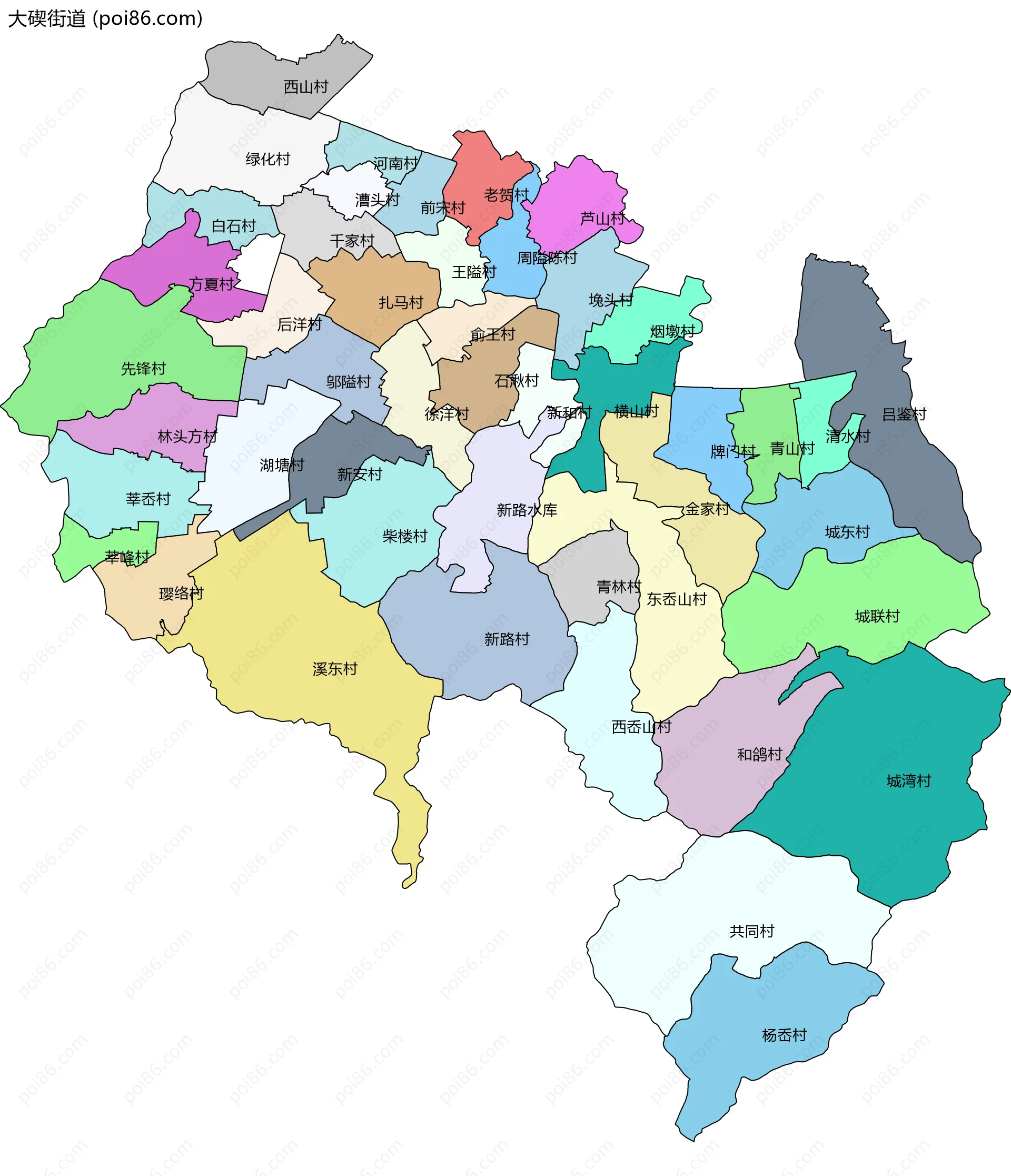 大碶街道边界地图(五级行政区划)