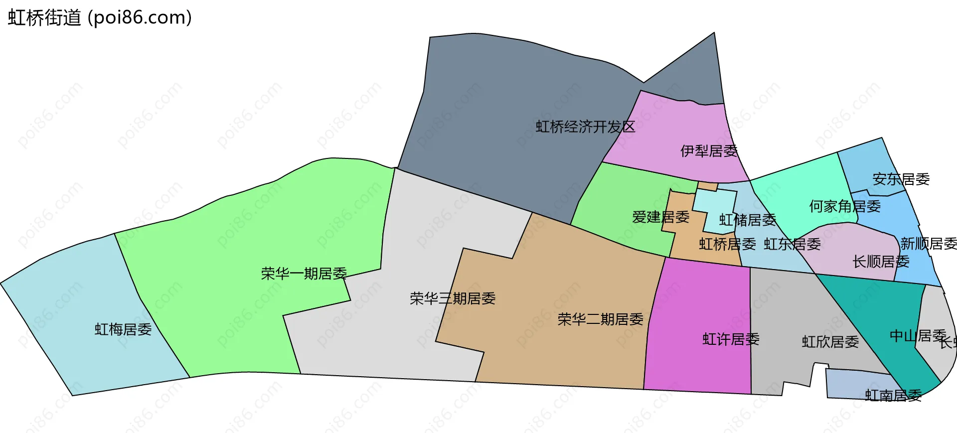 虹桥街道边界地图(五级行政区划)