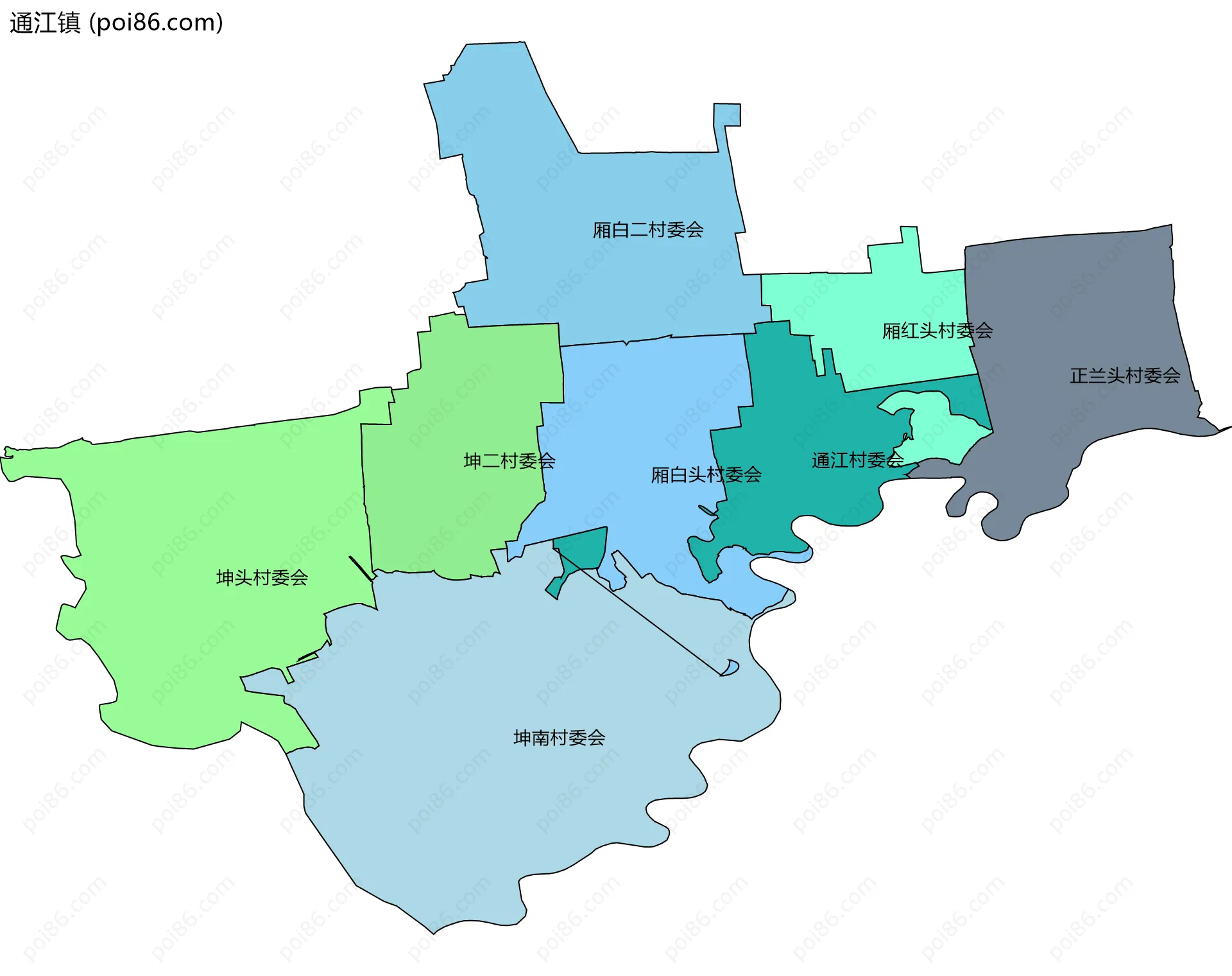 通江镇边界地图(五级行政区划)