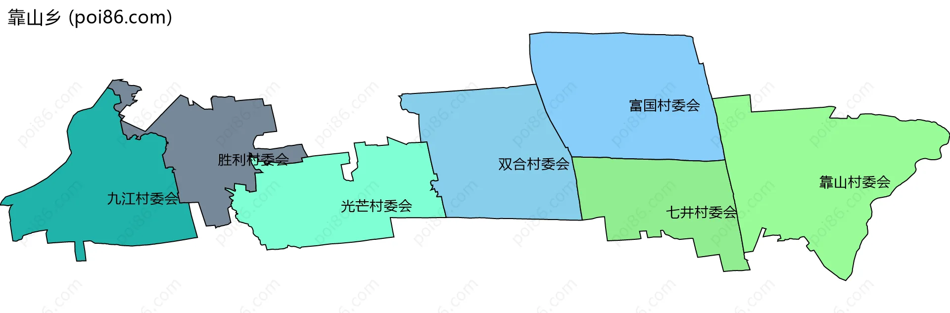 靠山乡边界地图(五级行政区划)