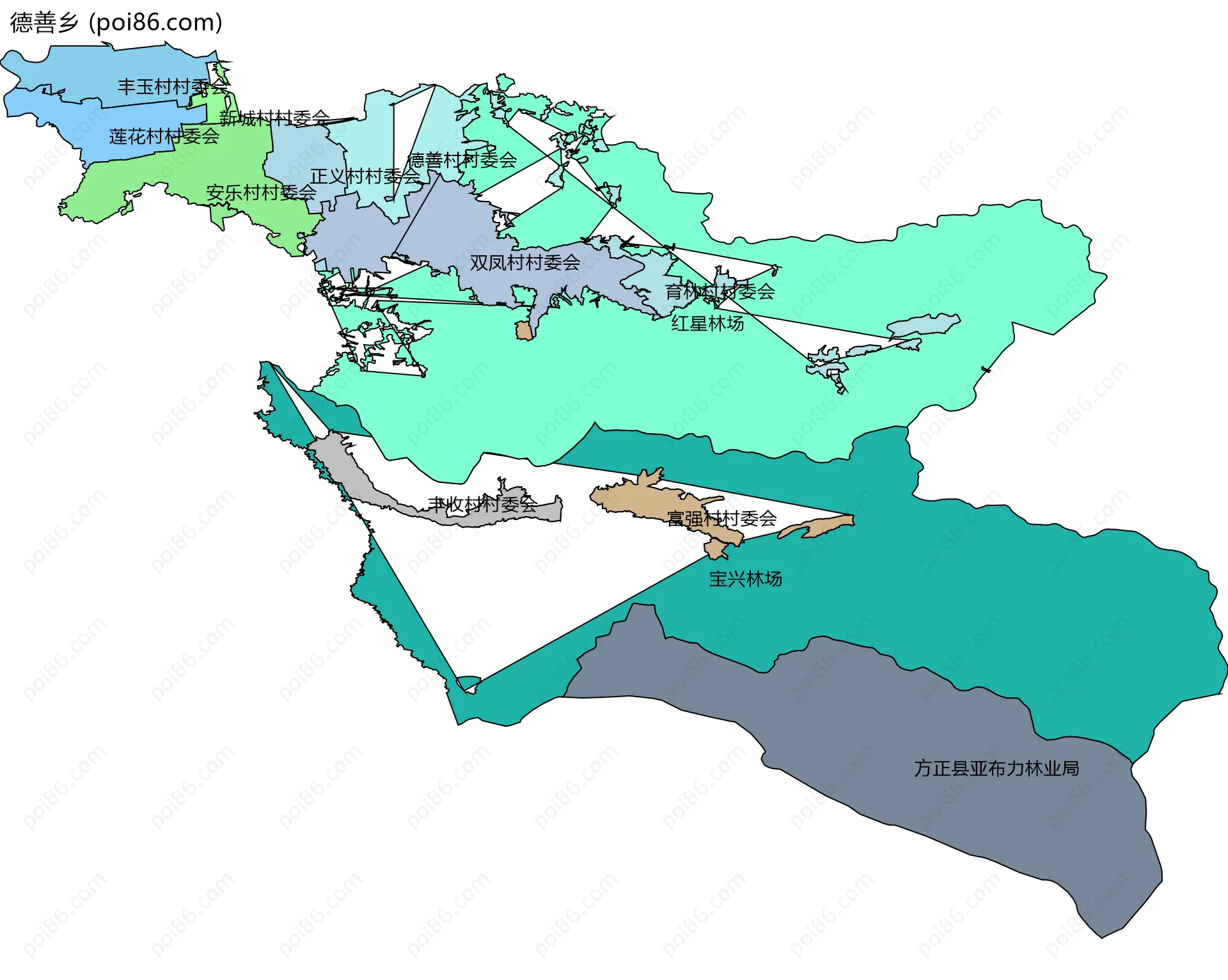 德善乡边界地图(五级行政区划)