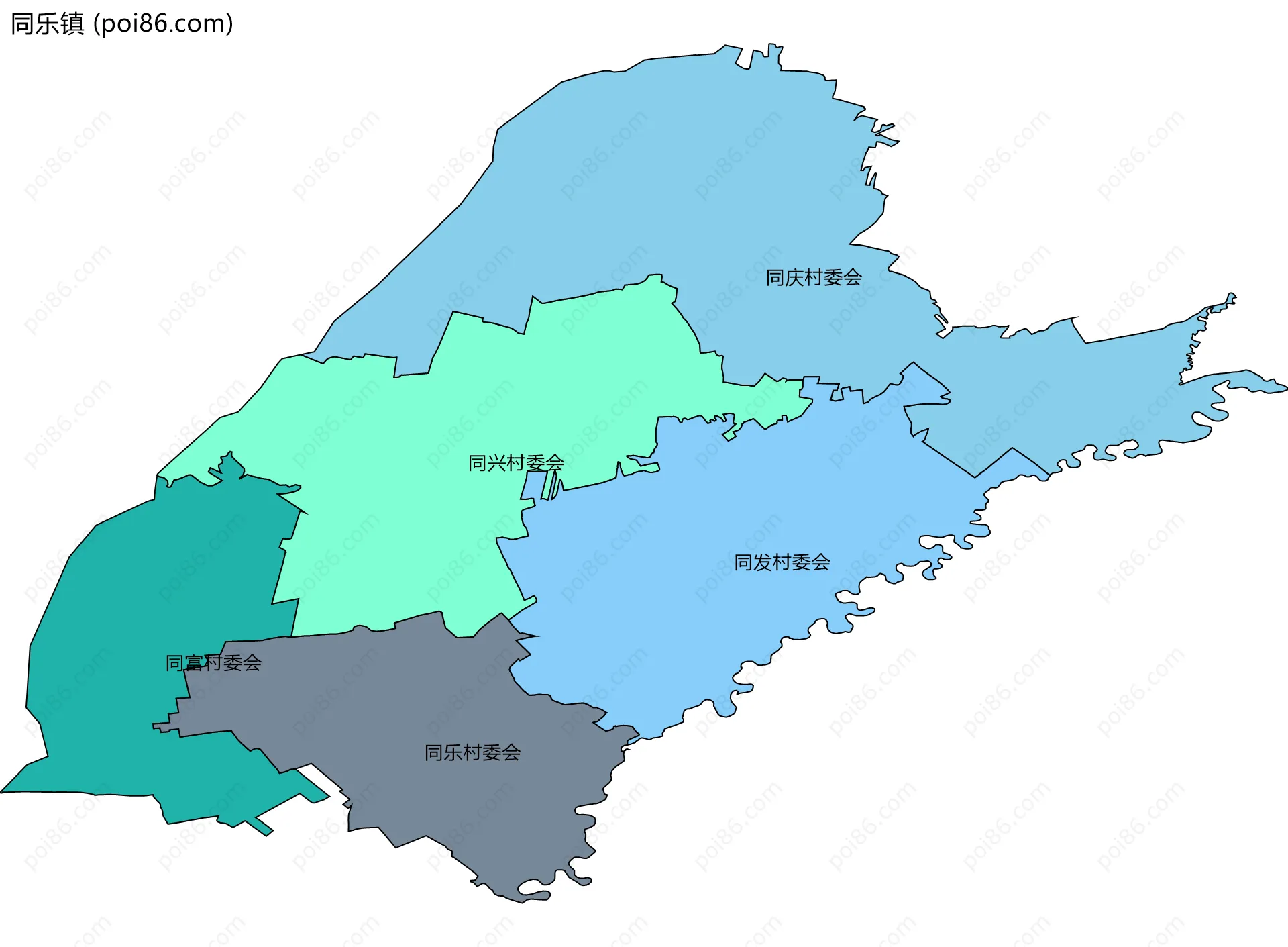 同乐镇边界地图(五级行政区划)