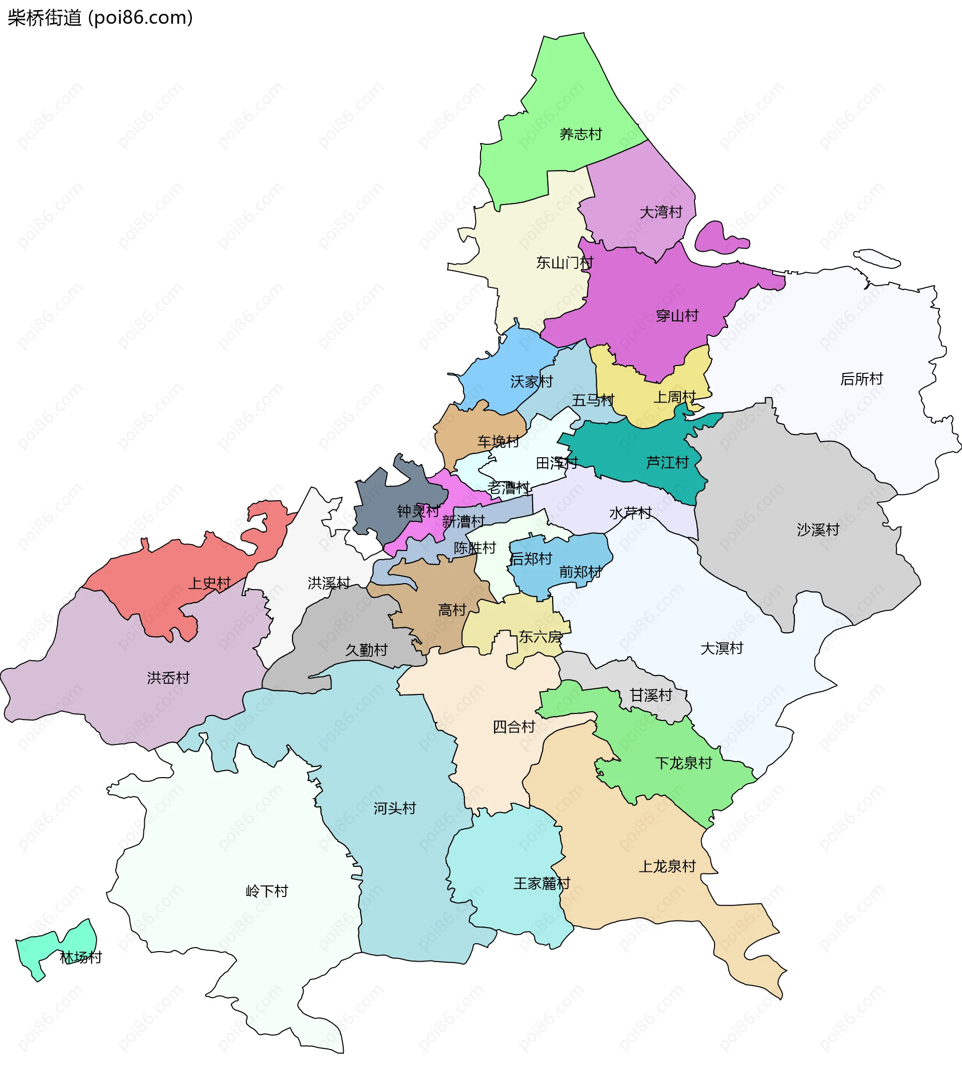 柴桥街道边界地图(五级行政区划)