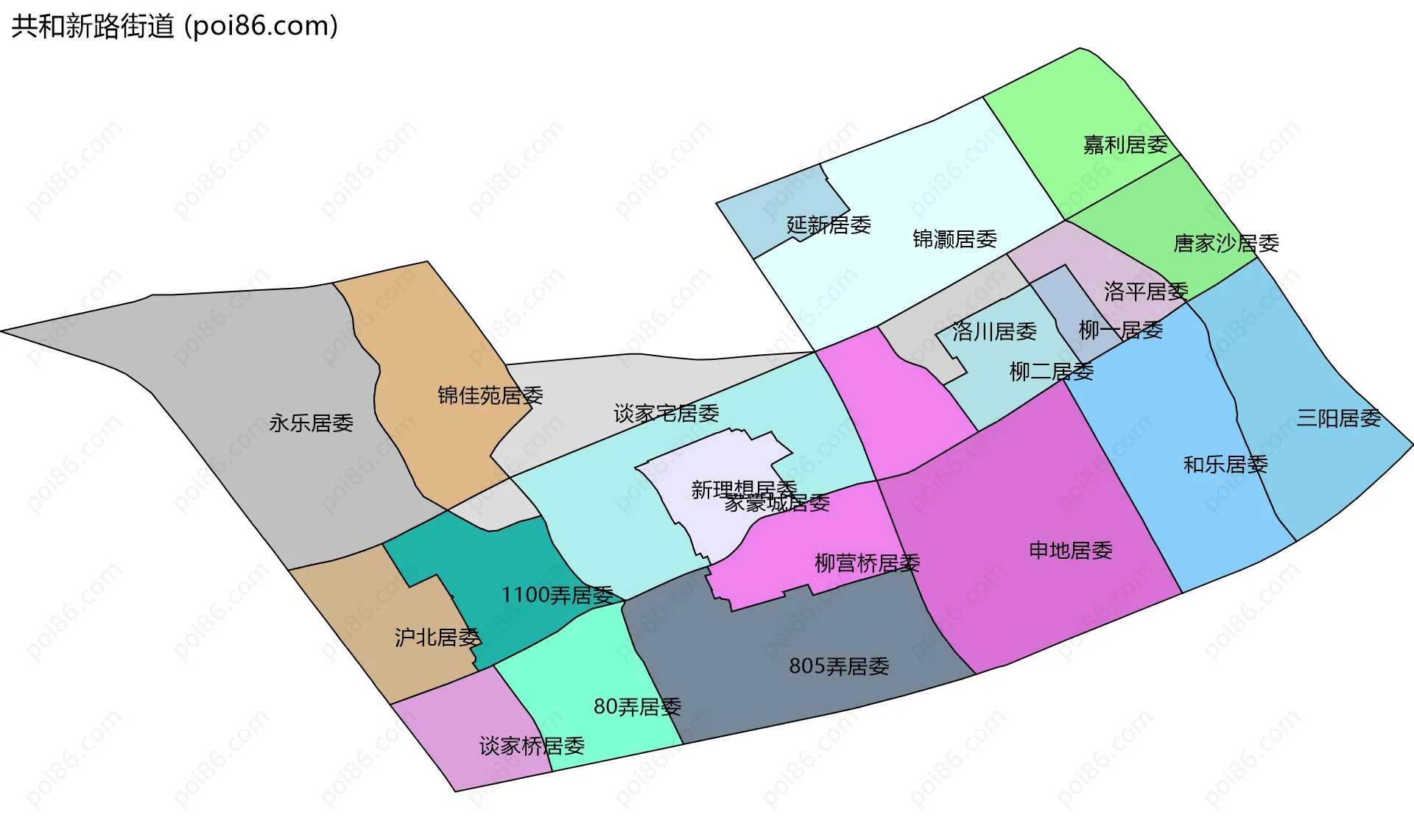 共和新路街道边界地图(五级行政区划)