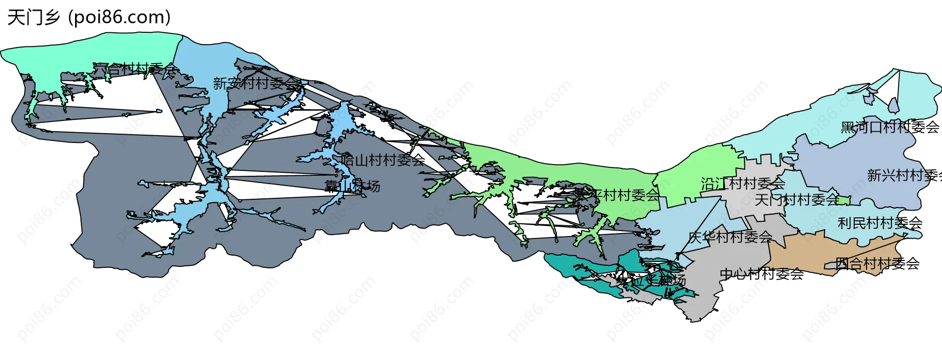 天门乡边界地图(五级行政区划)