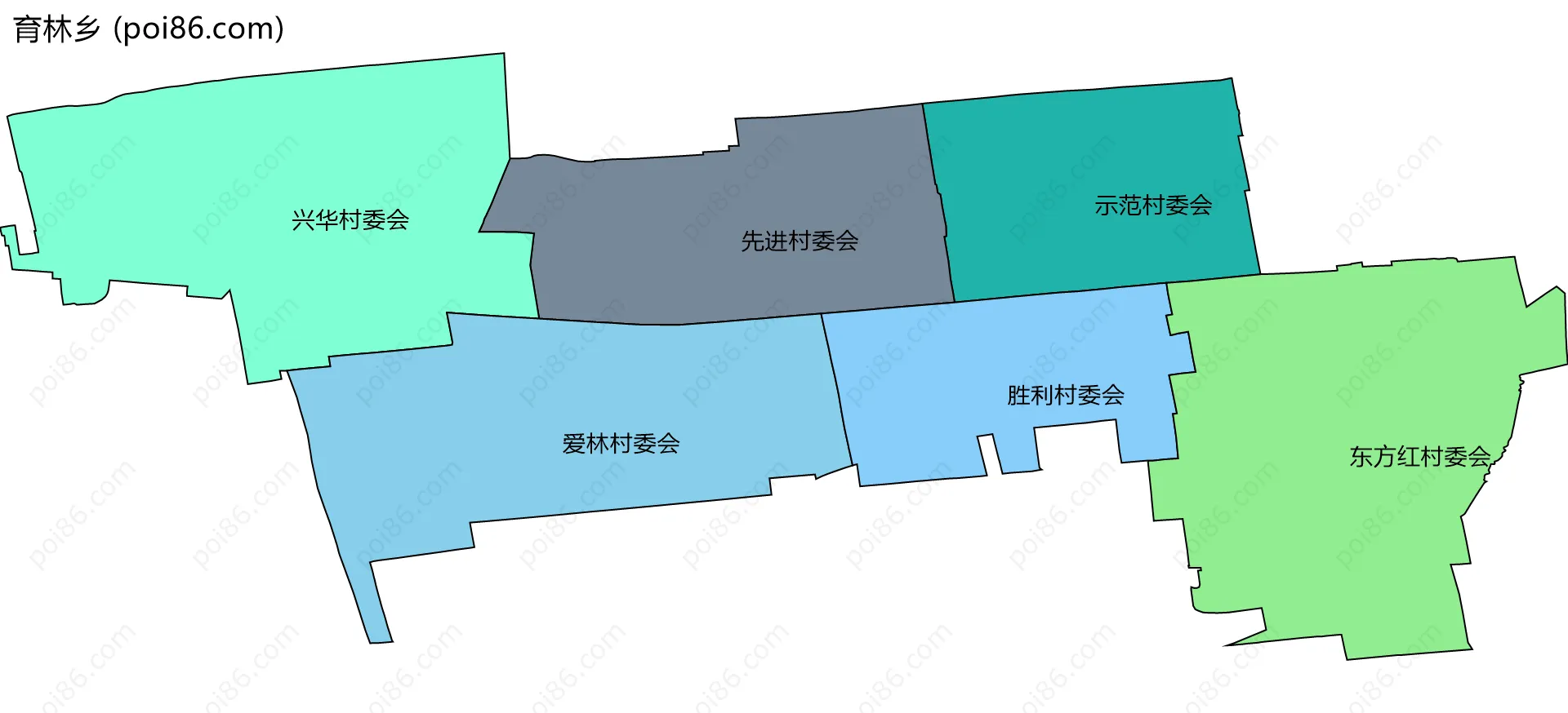 育林乡边界地图(五级行政区划)