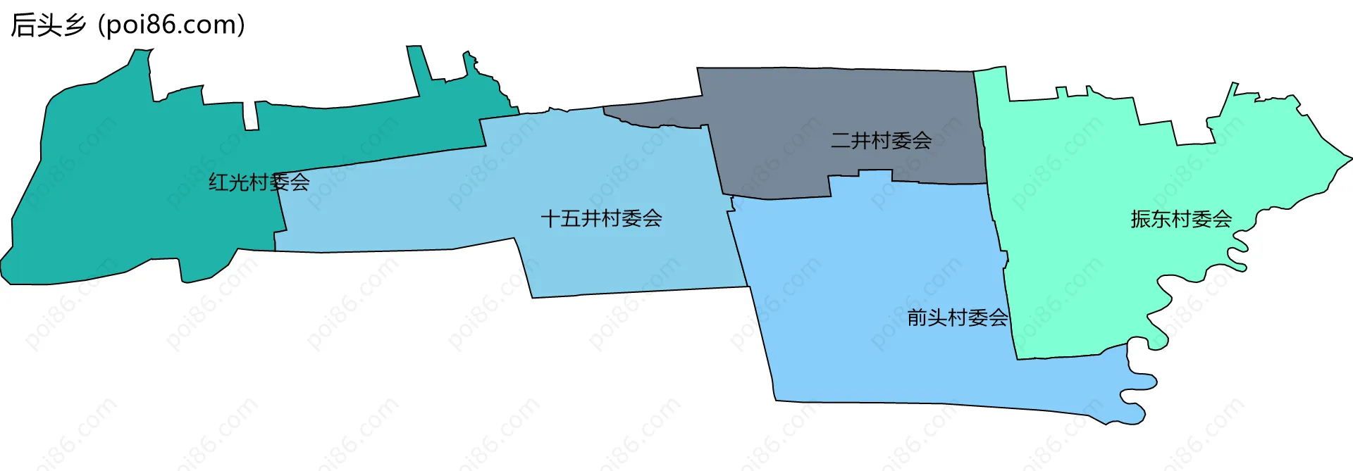 后头乡边界地图(五级行政区划)