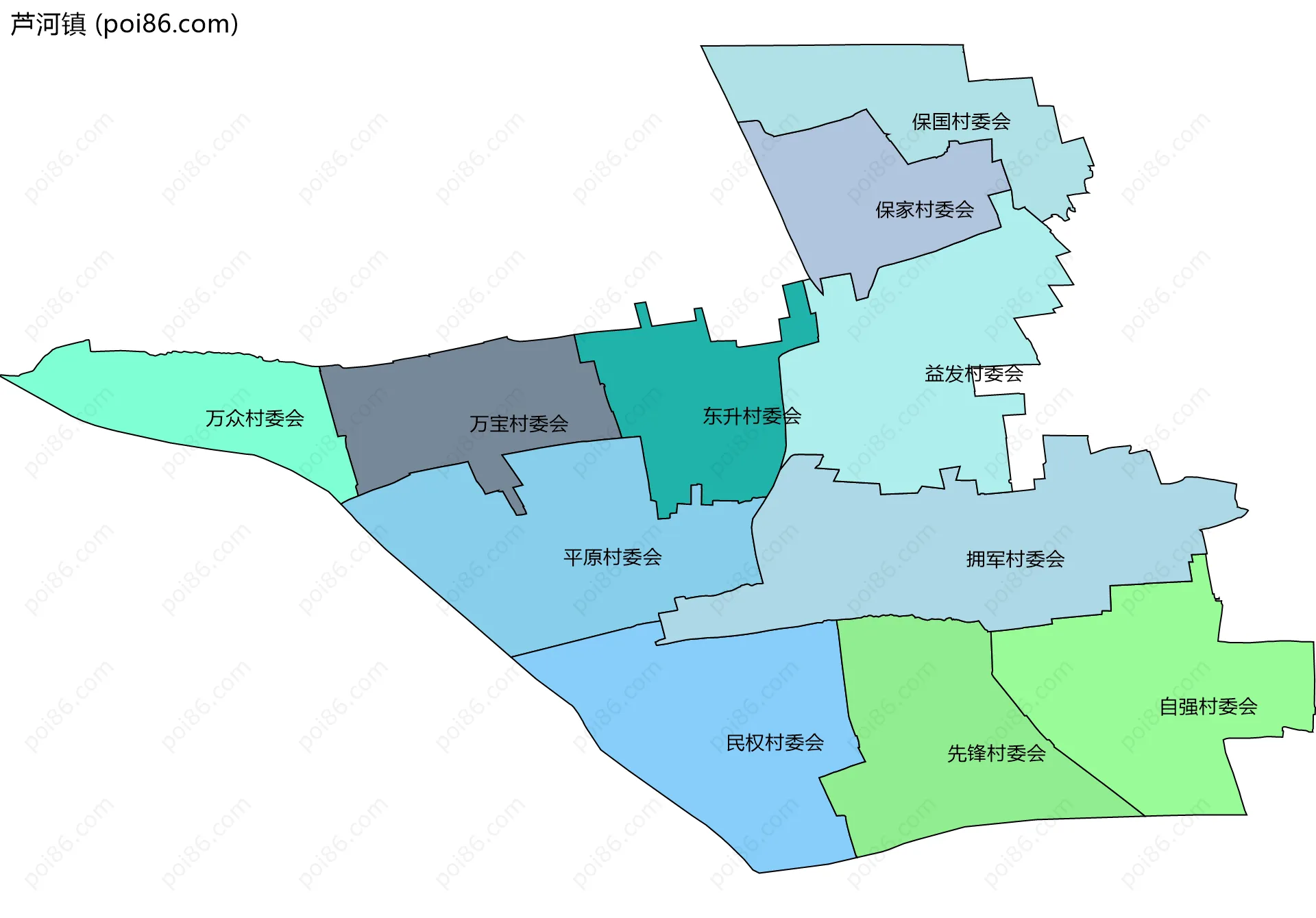 芦河镇边界地图(五级行政区划)