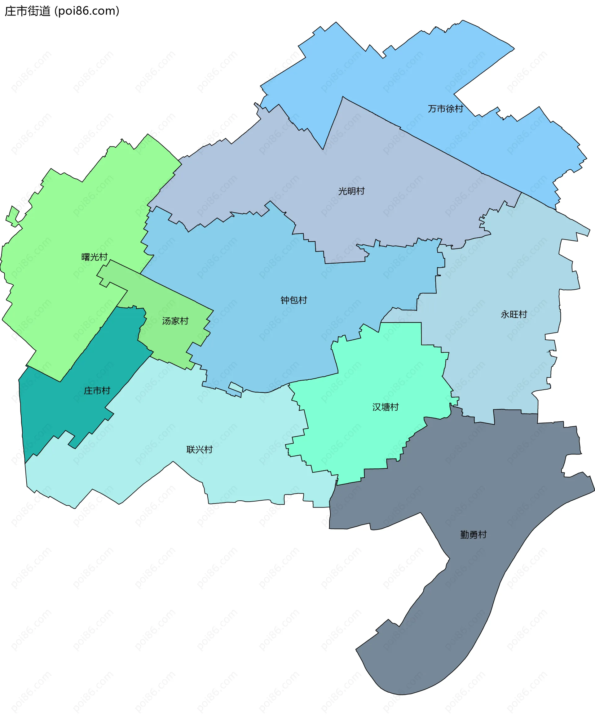 庄市街道边界地图(五级行政区划)