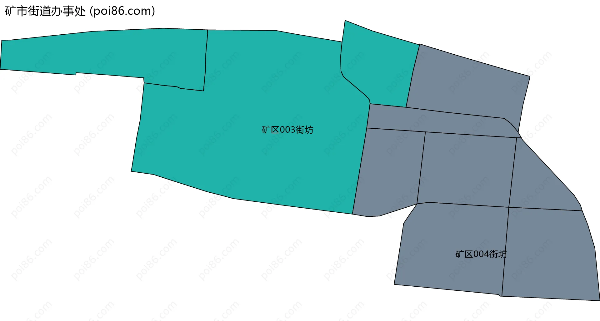 矿市街道办事处边界地图(五级行政区划)