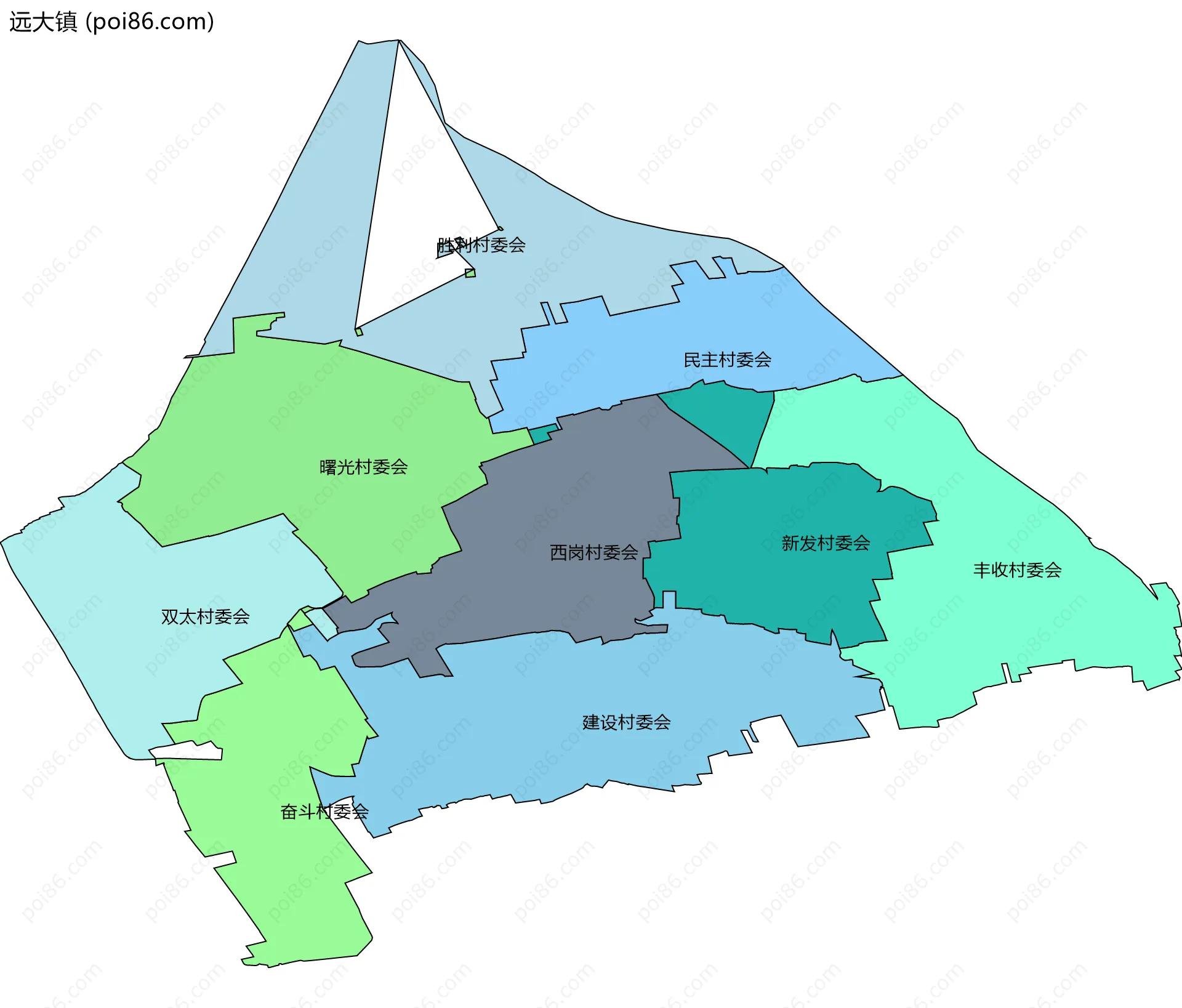远大镇边界地图(五级行政区划)
