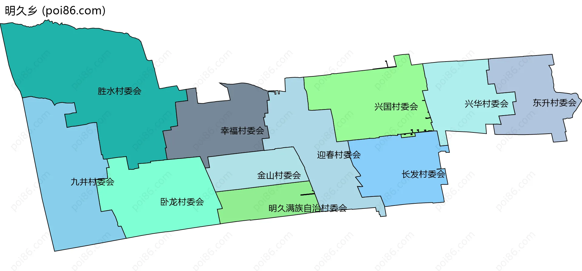 明久乡边界地图(五级行政区划)