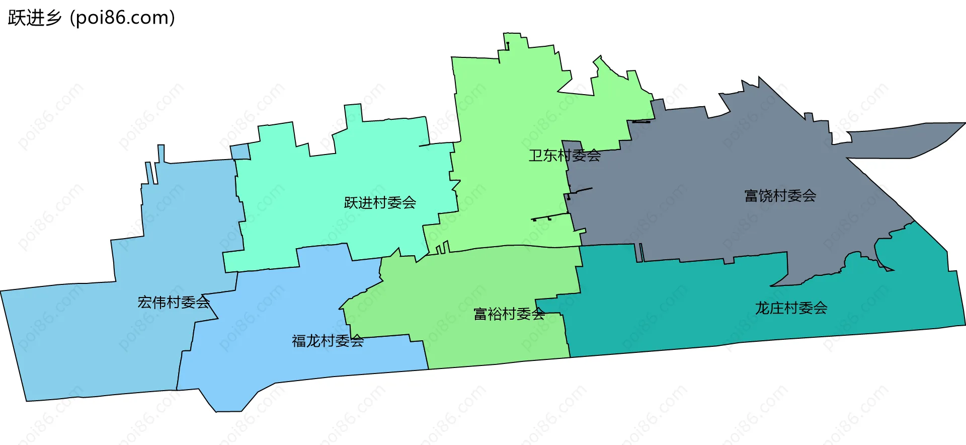 跃进乡边界地图(五级行政区划)