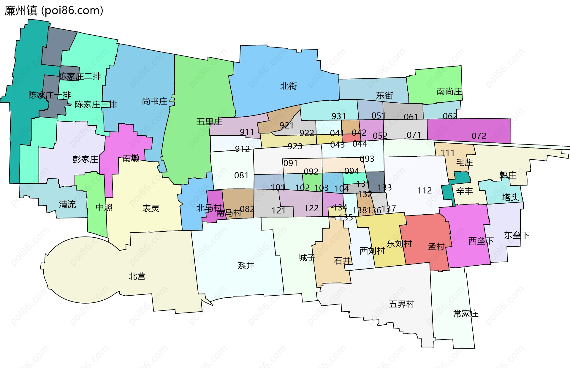 廉州镇边界地图(五级行政区划)