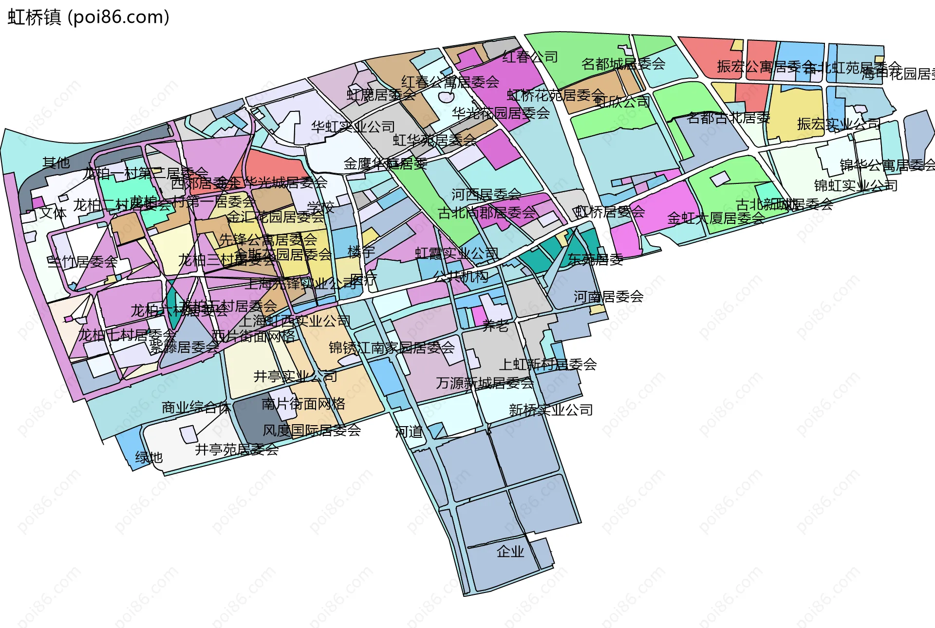 虹桥镇边界地图(五级行政区划)