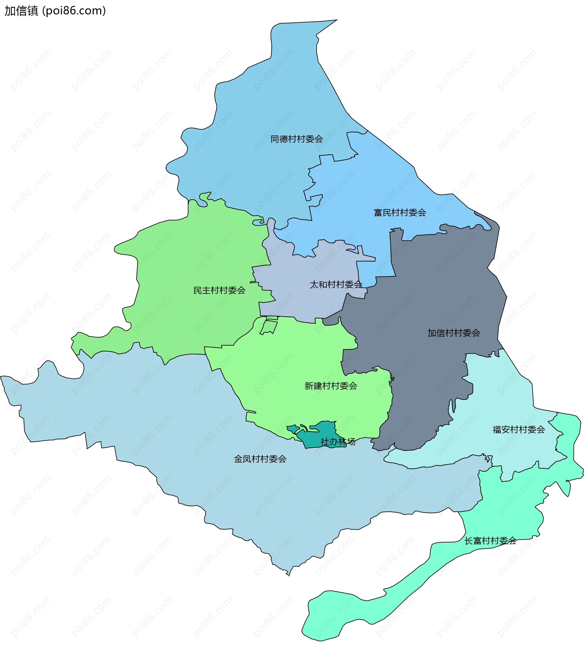 加信镇边界地图(五级行政区划)