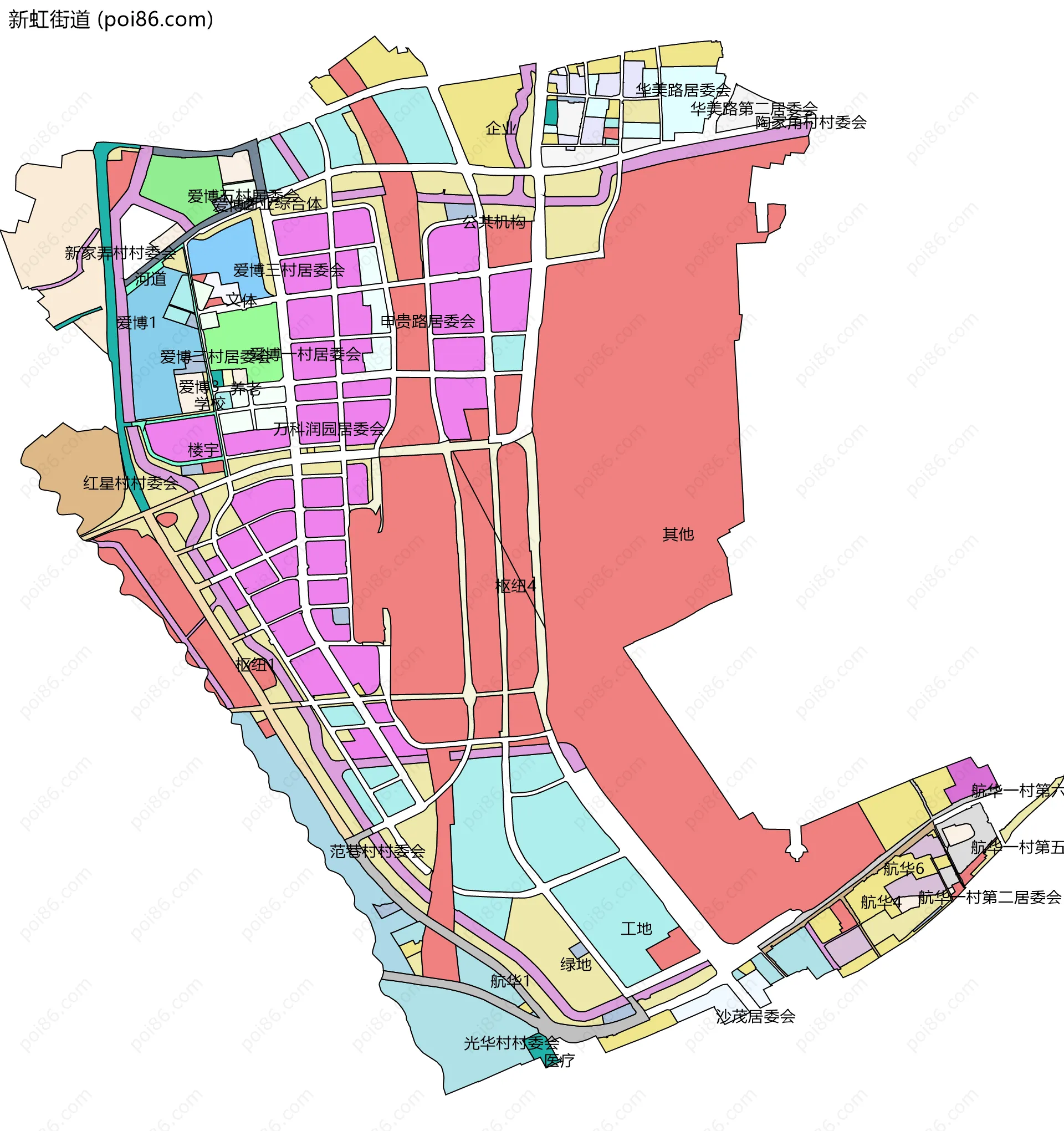 新虹街道边界地图(五级行政区划)