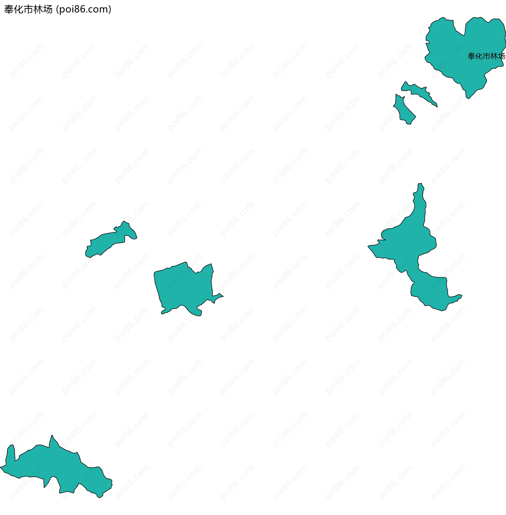 奉化市林场边界地图(五级行政区划)