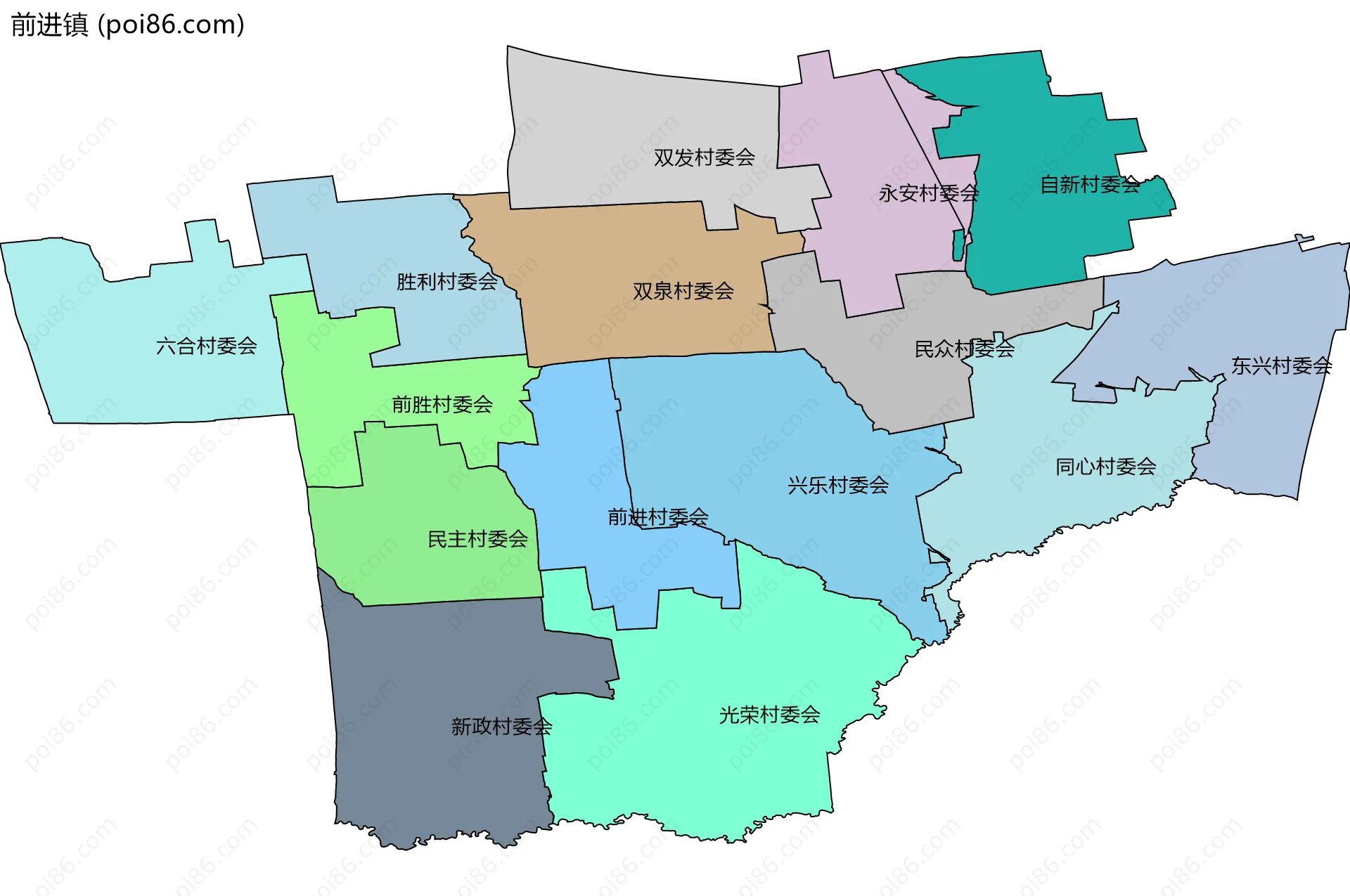 前进镇边界地图(五级行政区划)