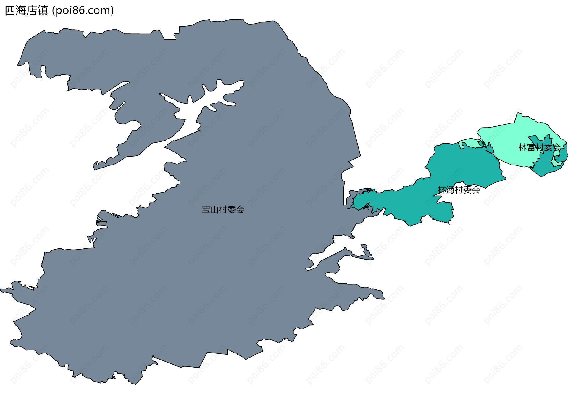 四海店镇边界地图(五级行政区划)