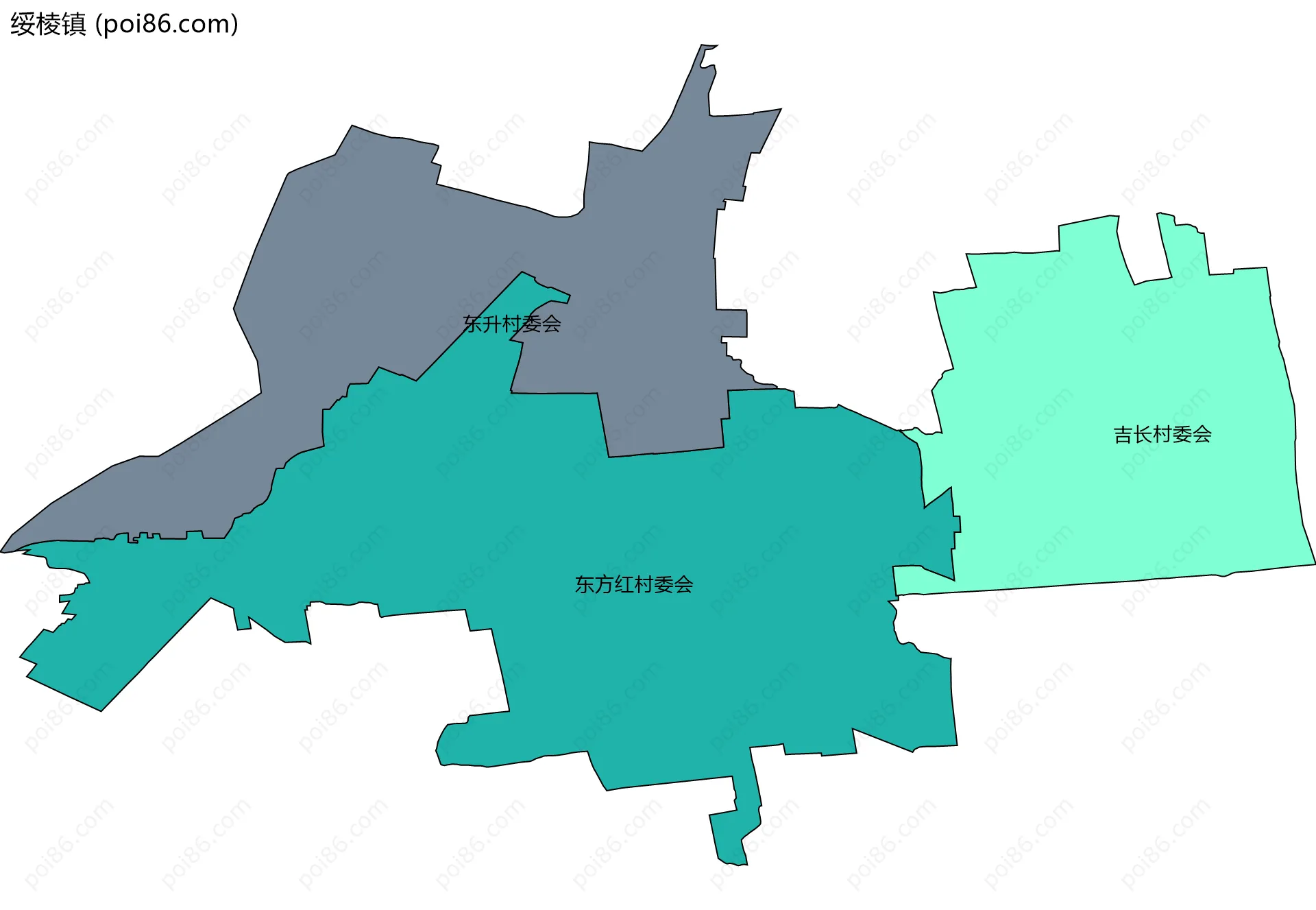 绥棱镇边界地图(五级行政区划)